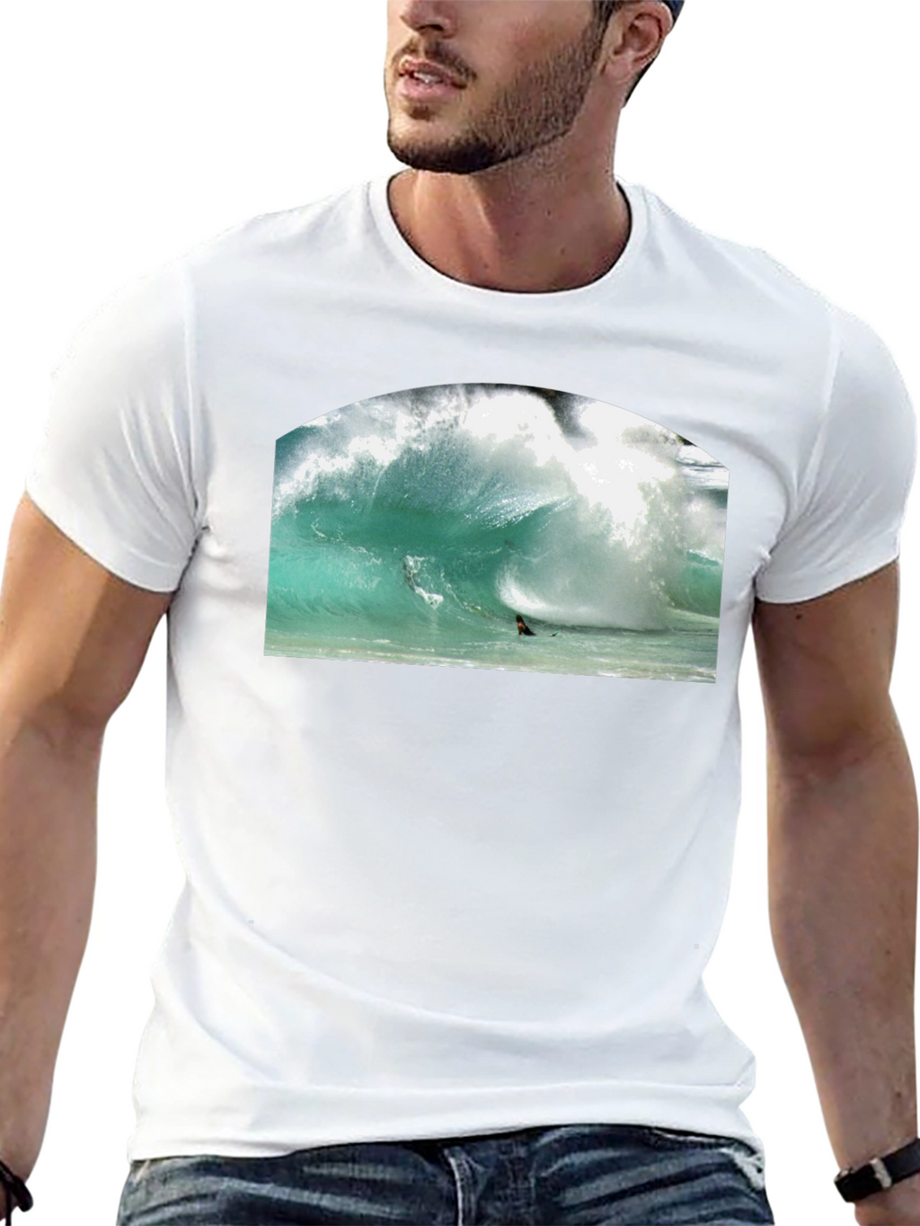 Surfer Wave Graphic Black T-Shirt