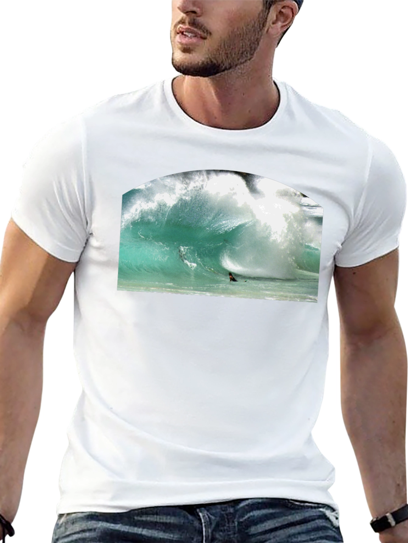 Surfer Wave Graphic Black T-Shirt
