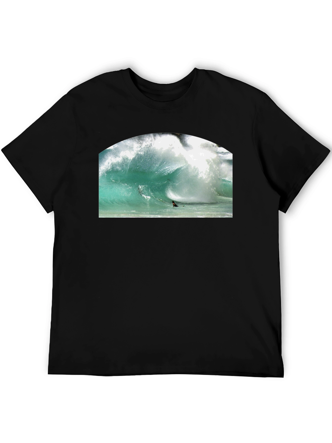 Surfer Wave Graphic Black T-Shirt
