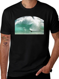 Surfer Wave Graphic Black T-Shirt