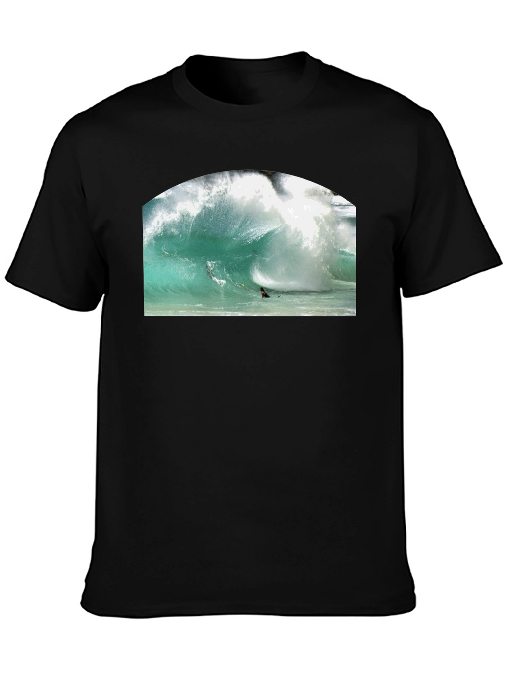 Surfer Wave Graphic Black T-Shirt