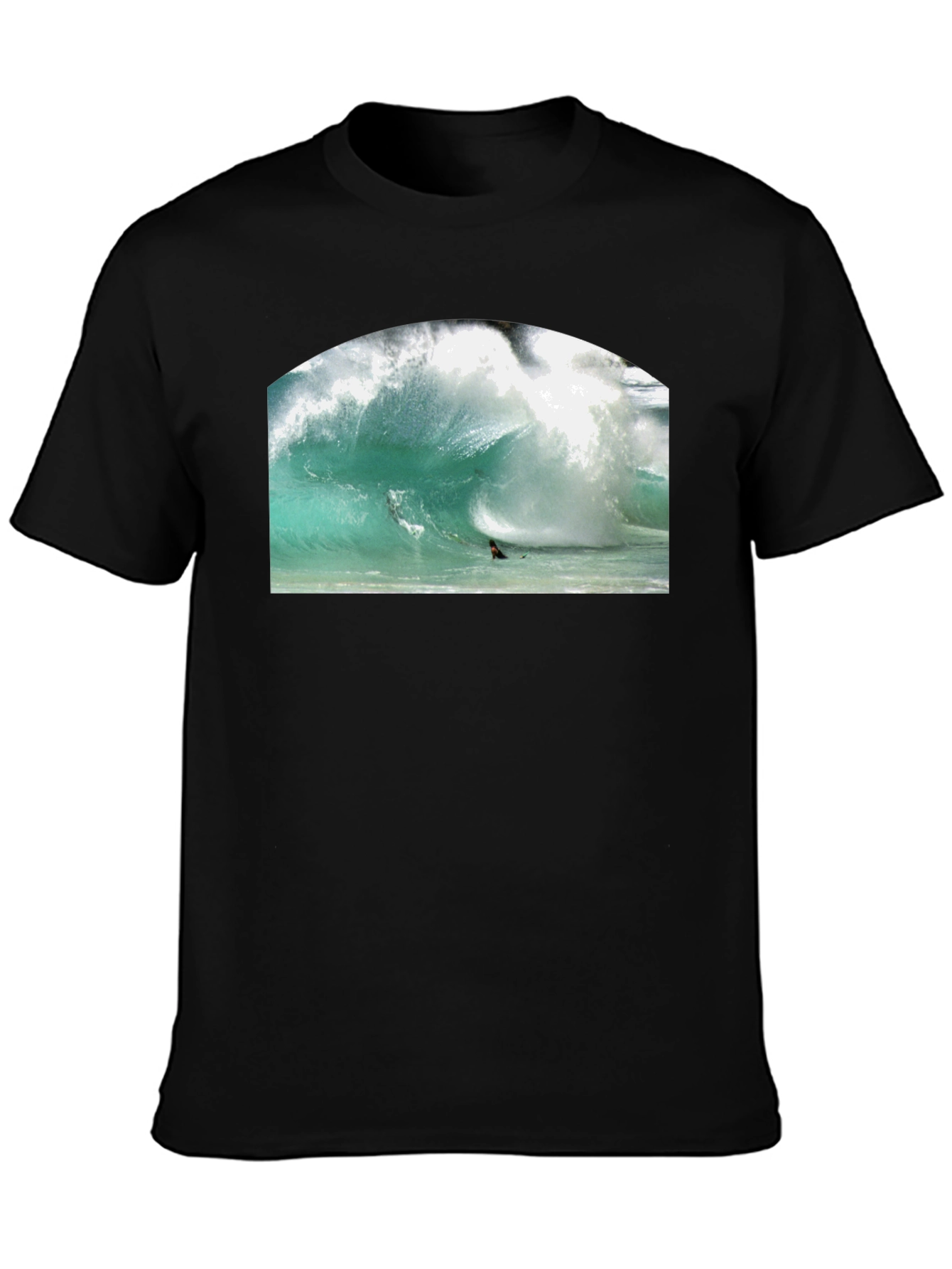 Surfer Wave Graphic Black T-Shirt