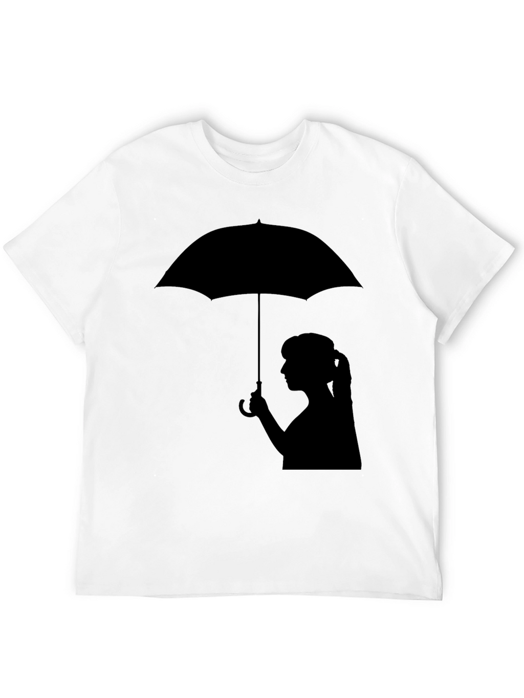 Silhouette Girl with Umbrella Black T-Shirt