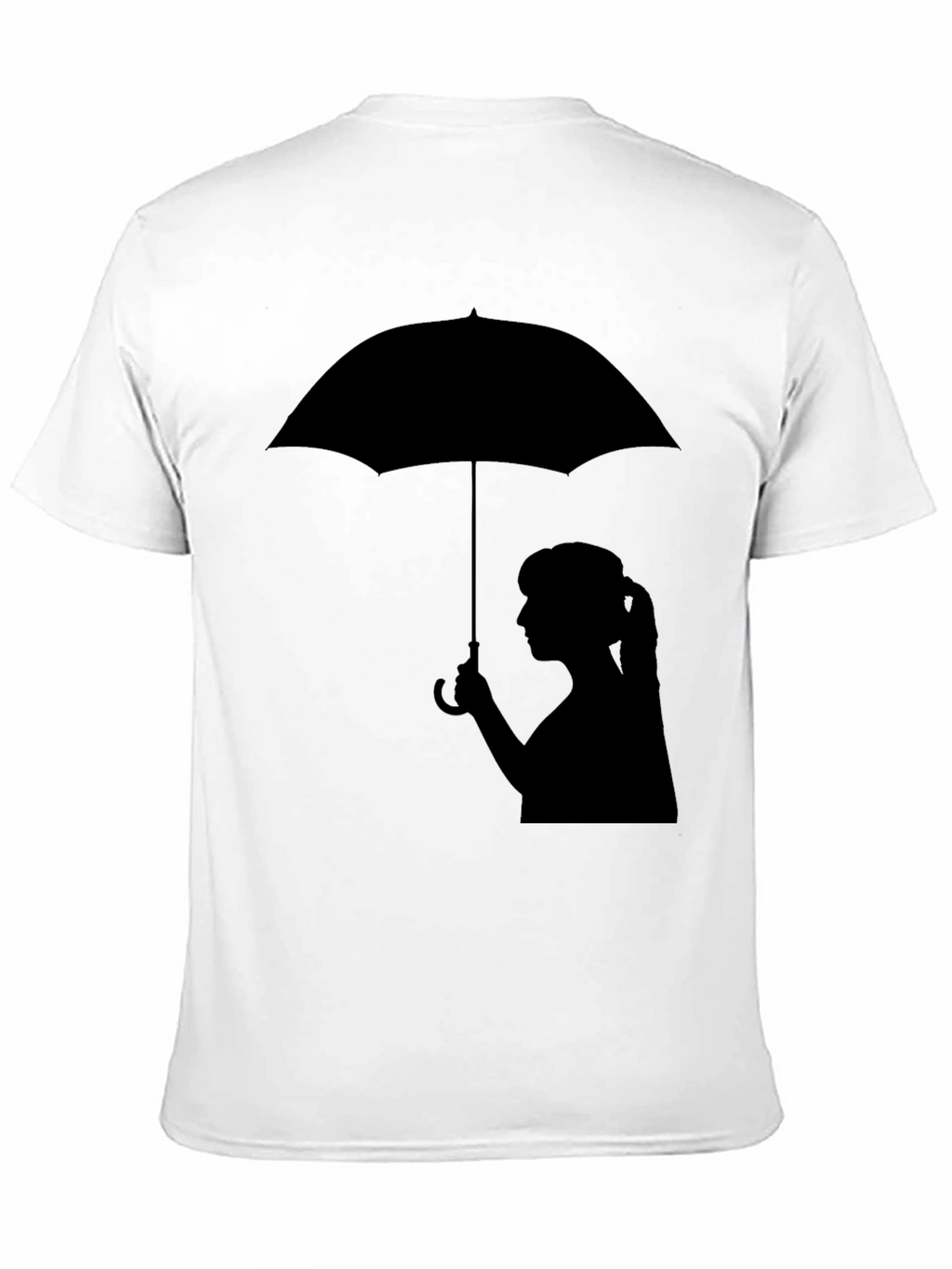 Silhouette Girl with Umbrella Black T-Shirt
