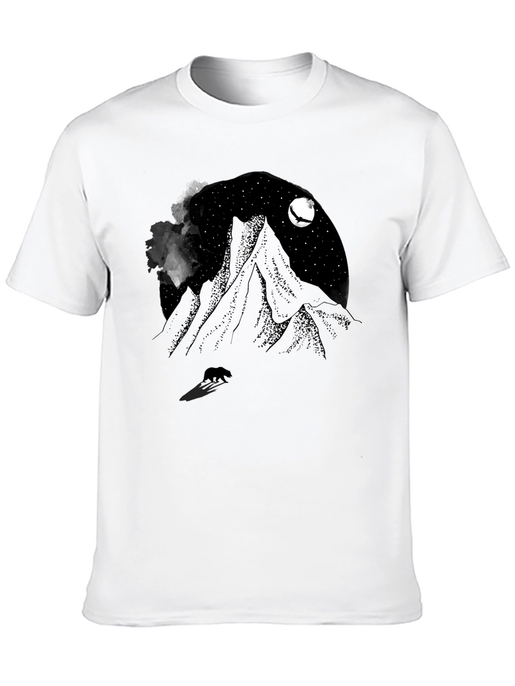 Mountain Night Bear Tee - Black Graphic T-Shirt