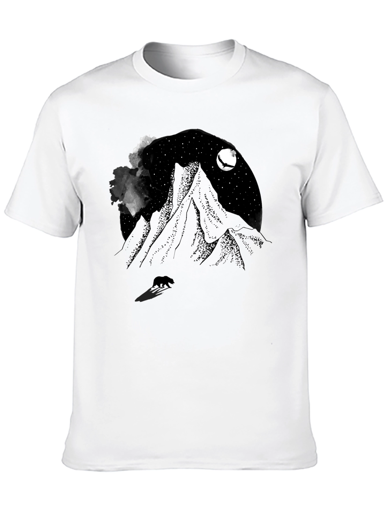 Mountain Night Bear Tee - Black Graphic T-Shirt
