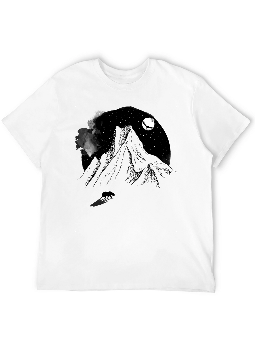 Mountain Night Bear Tee - Black Graphic T-Shirt