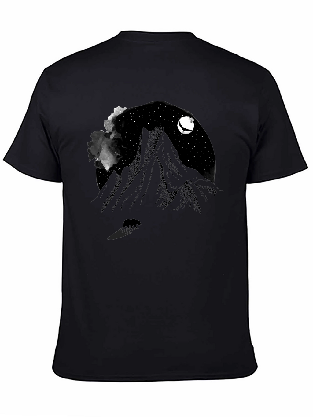 Mountain Night Bear Tee - Black Graphic T-Shirt