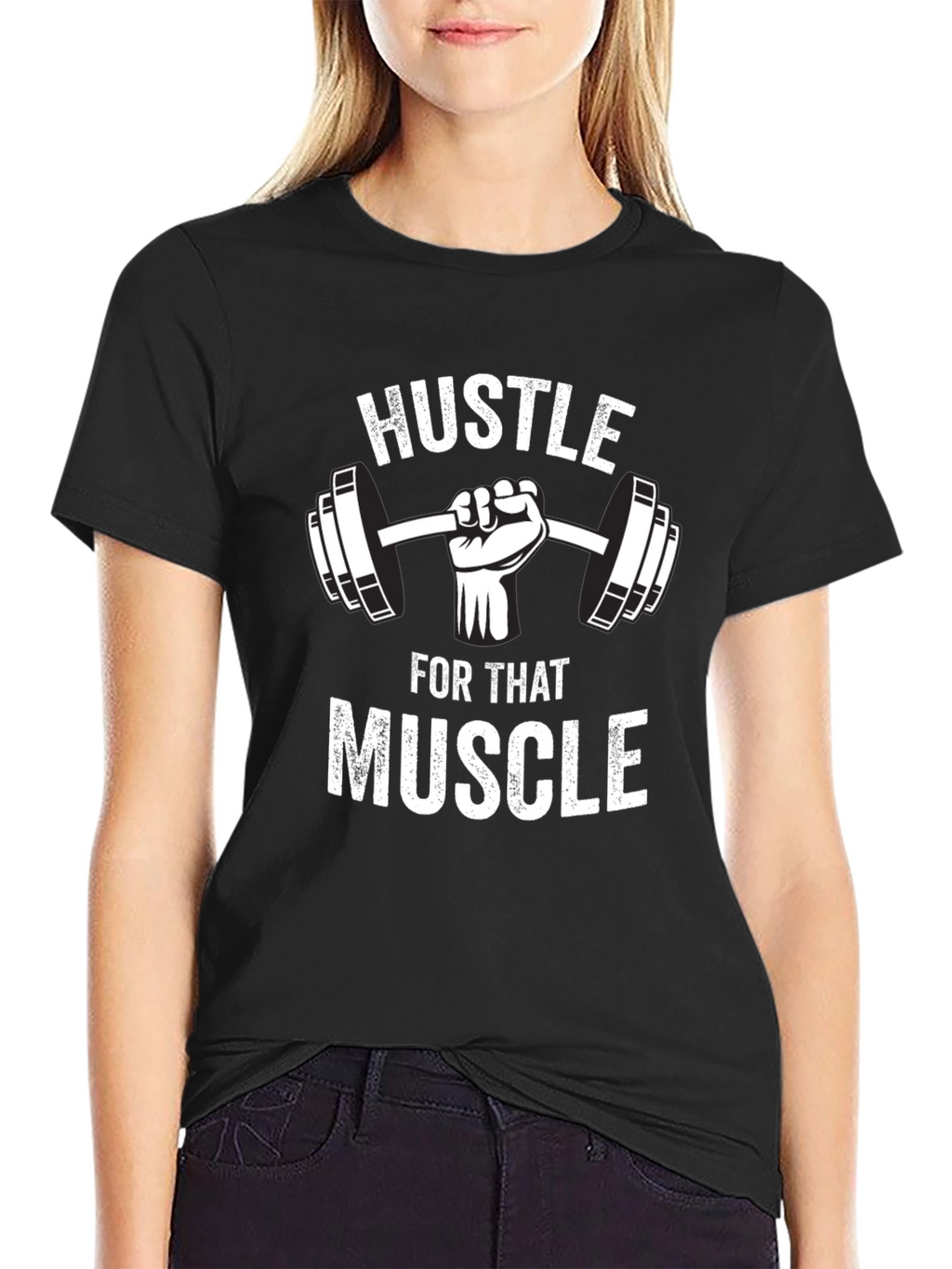 Hustle for that Muscle Black Graphic T-Shirt