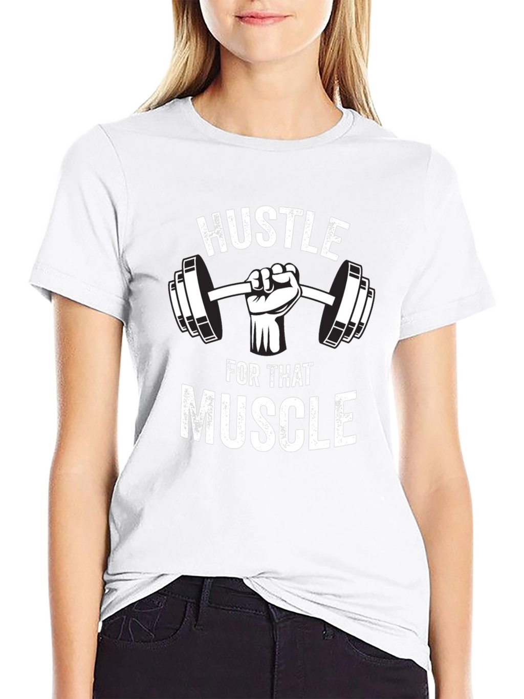 Hustle for that Muscle Black Graphic T-Shirt