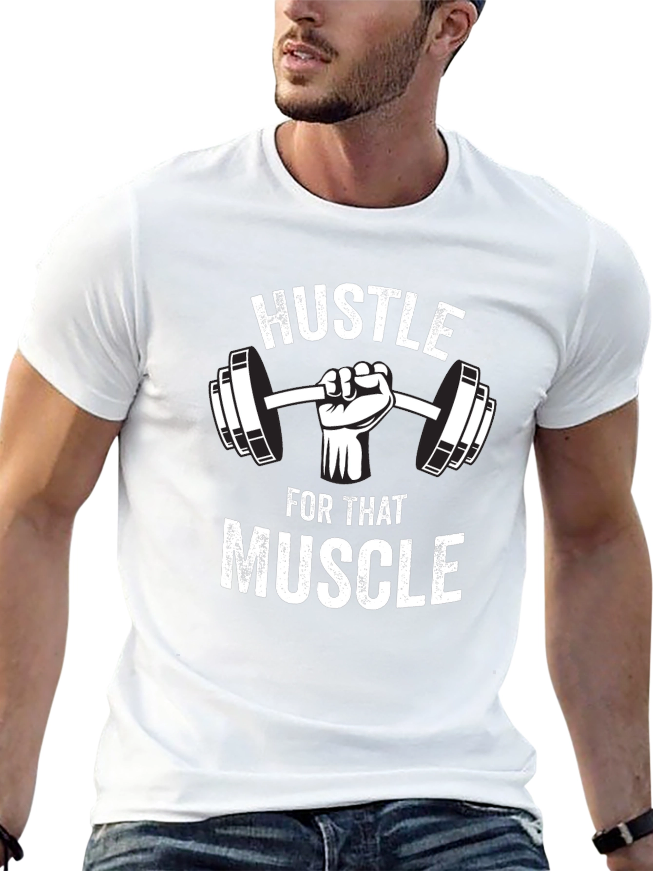 Hustle for that Muscle Black Graphic T-Shirt