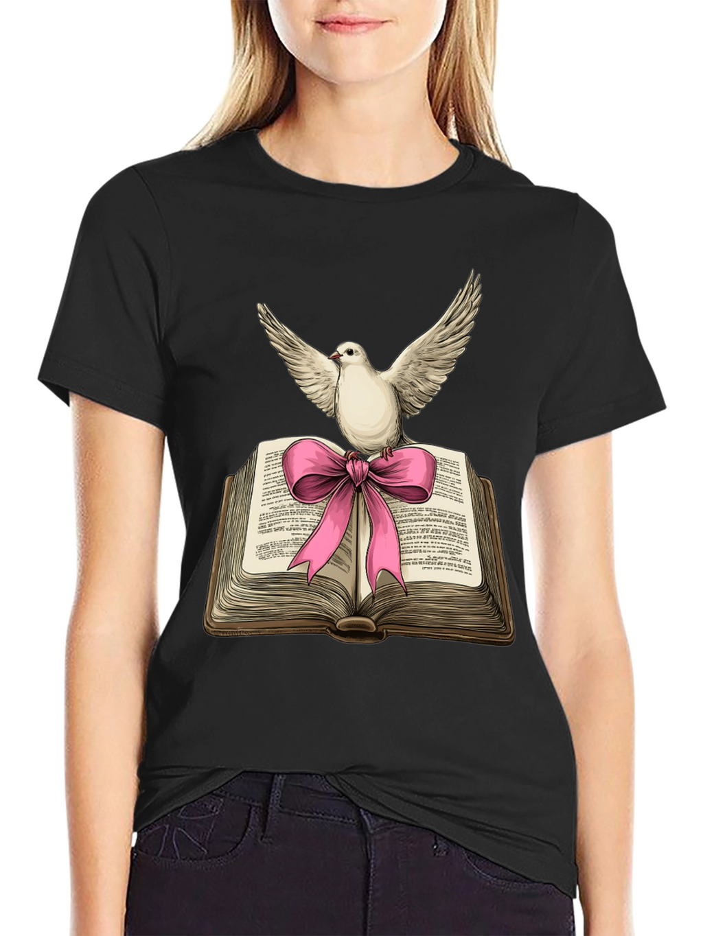 Dove on Book T-Shirt - Peace & Knowledge