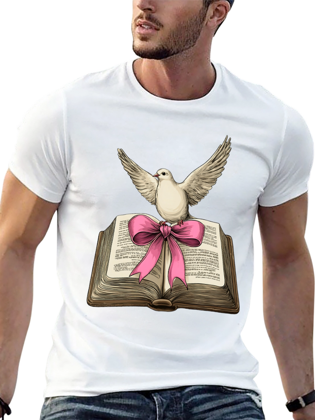 Dove on Book T-Shirt - Peace & Knowledge
