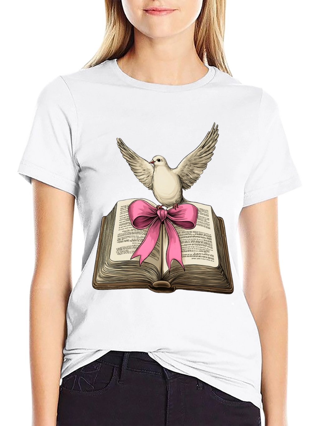 Dove on Book T-Shirt - Peace & Knowledge