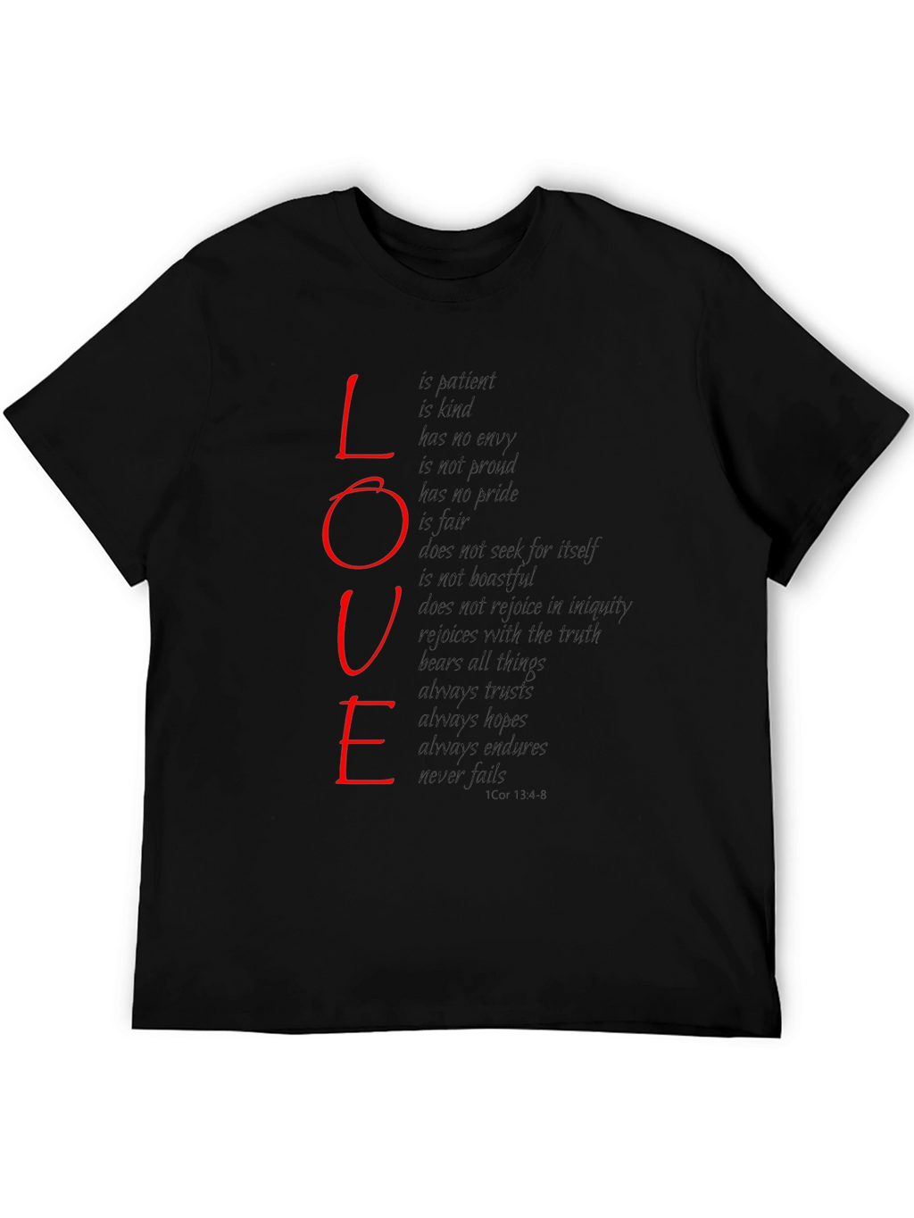 Love Scripture Print T-Shirt - Black