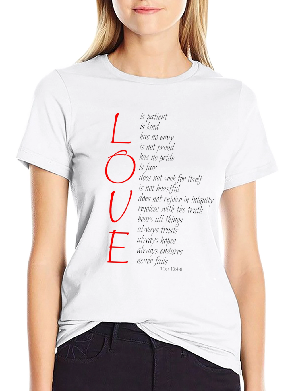 Love Scripture Print T-Shirt - Black