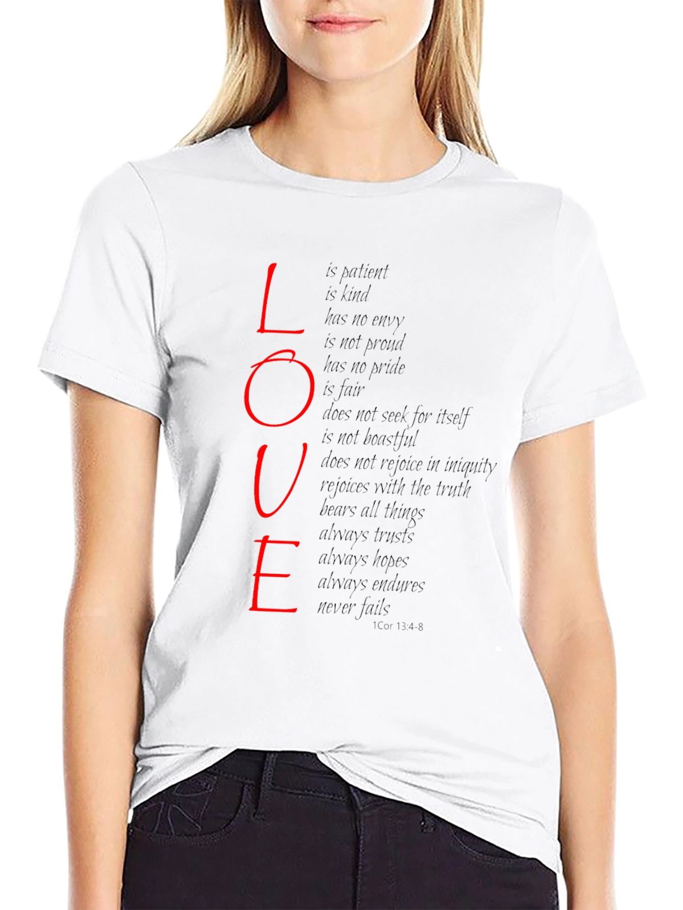 Love Scripture Print T-Shirt - Black
