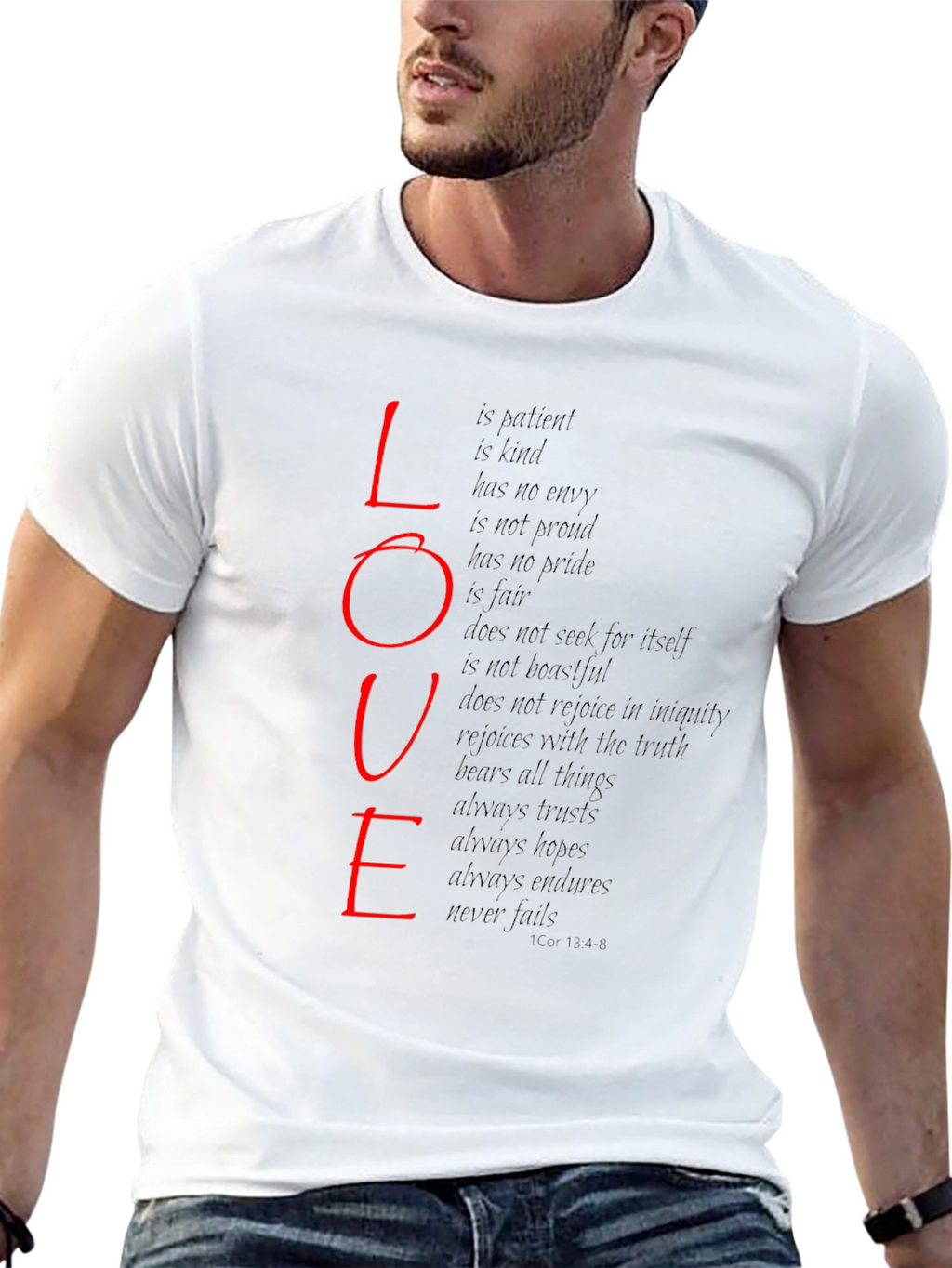 Love Scripture Print T-Shirt - Black