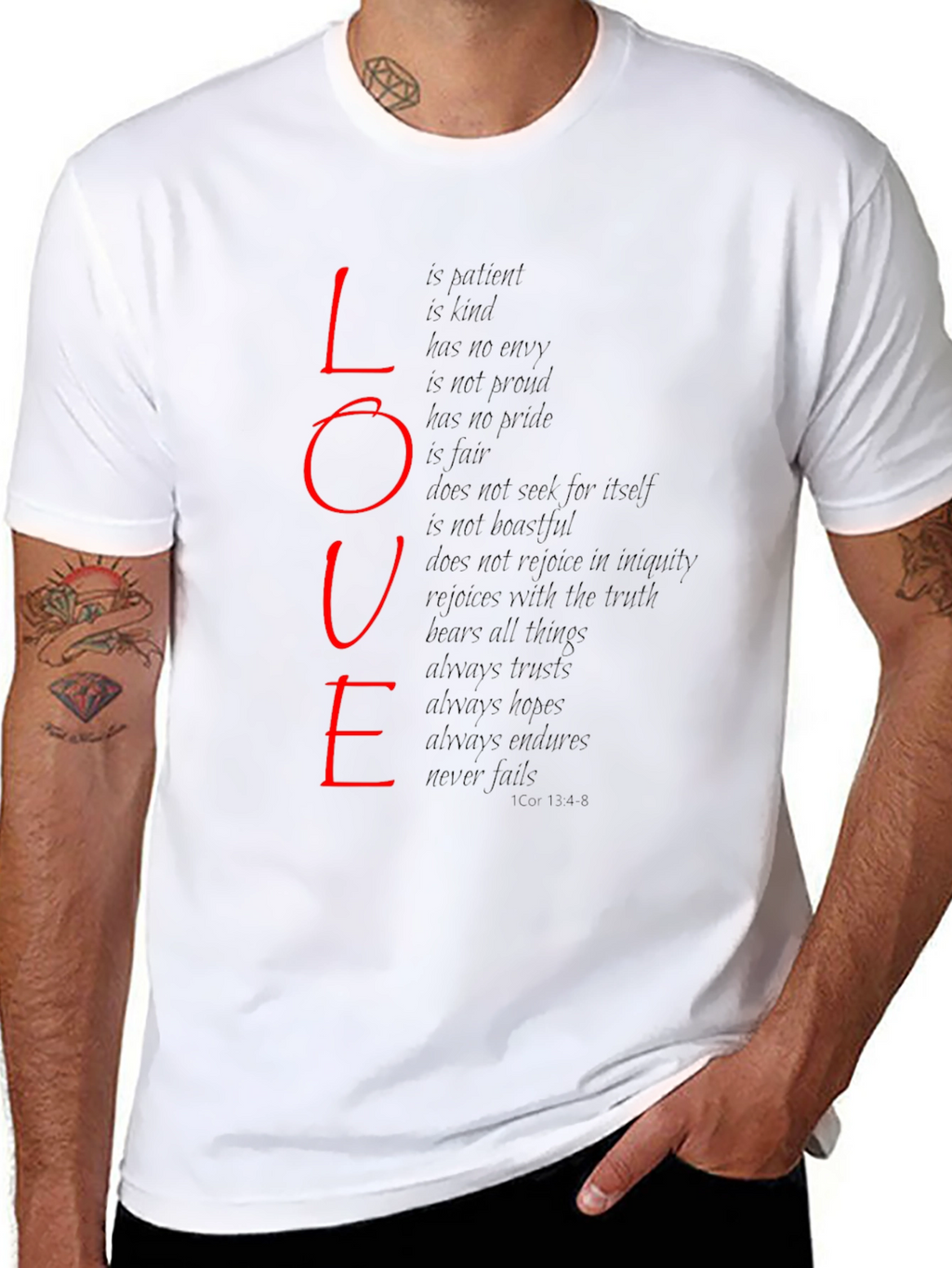 Love Scripture Print T-Shirt - Black