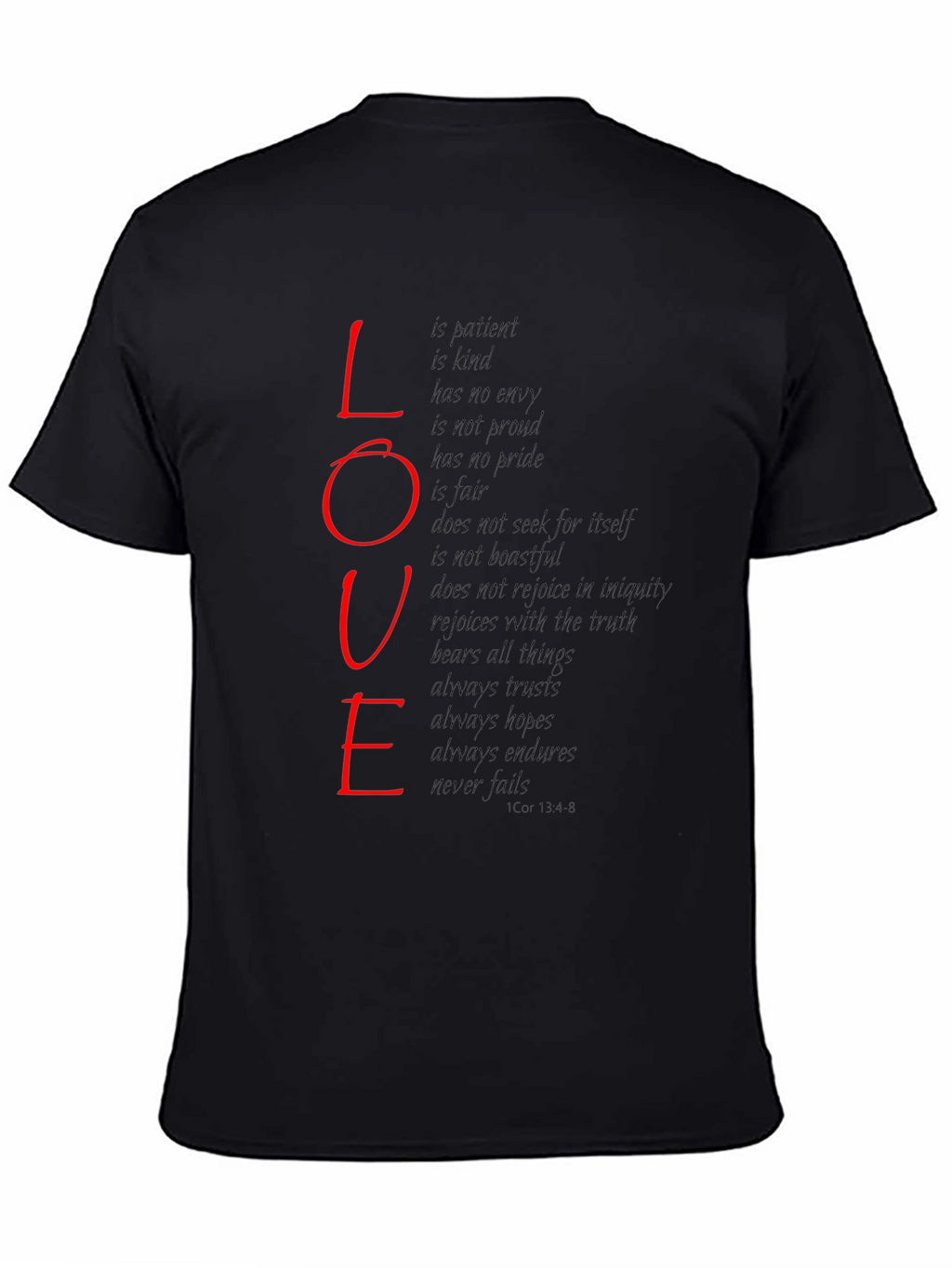 Love Scripture Print T-Shirt - Black