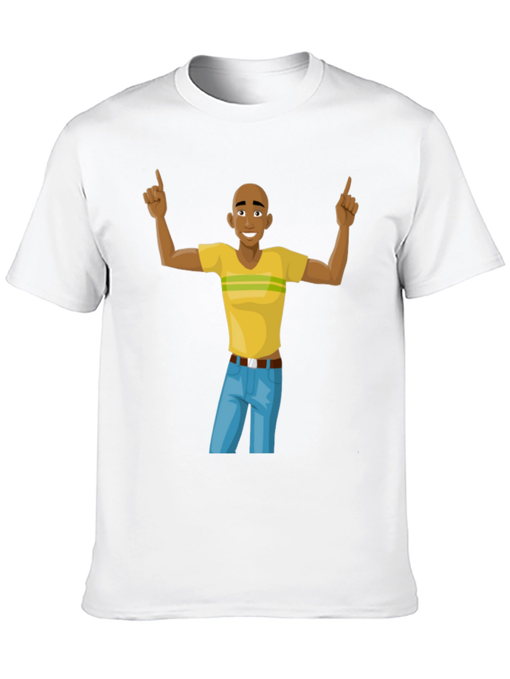 Cartoon Man Graphic T-Shirt - Black Cotton Tee