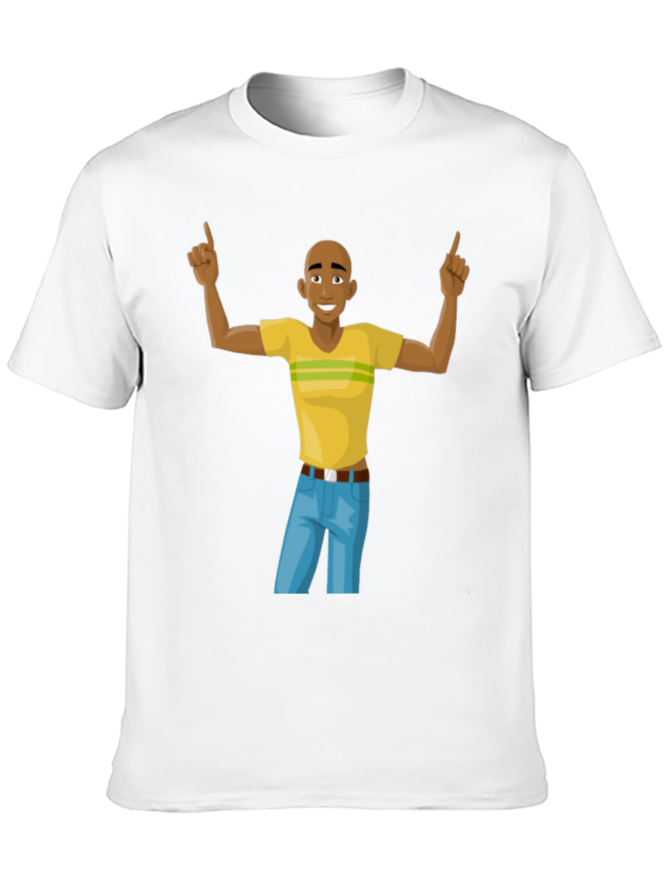 Cartoon Man Graphic T-Shirt - Black Cotton Tee