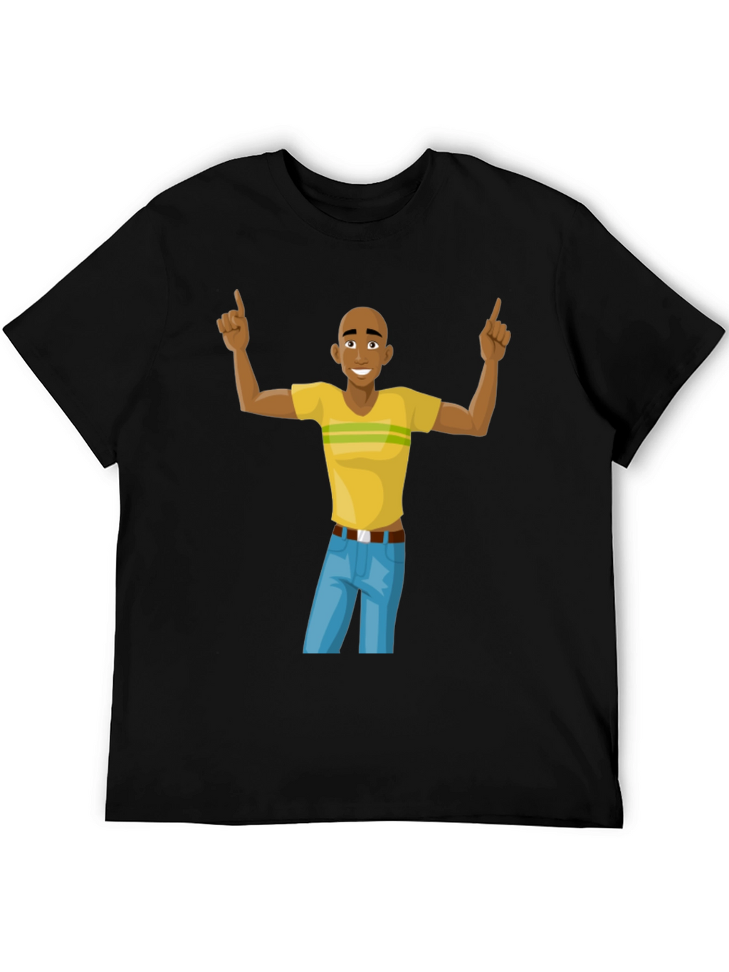 Cartoon Man Graphic T-Shirt - Black Cotton Tee
