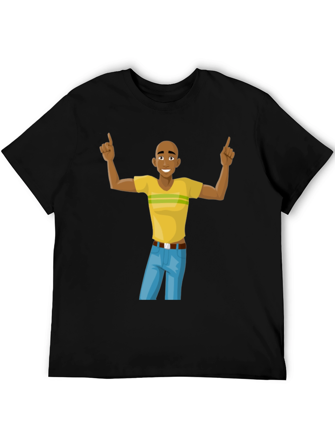 Cartoon Man Graphic T-Shirt - Black Cotton Tee