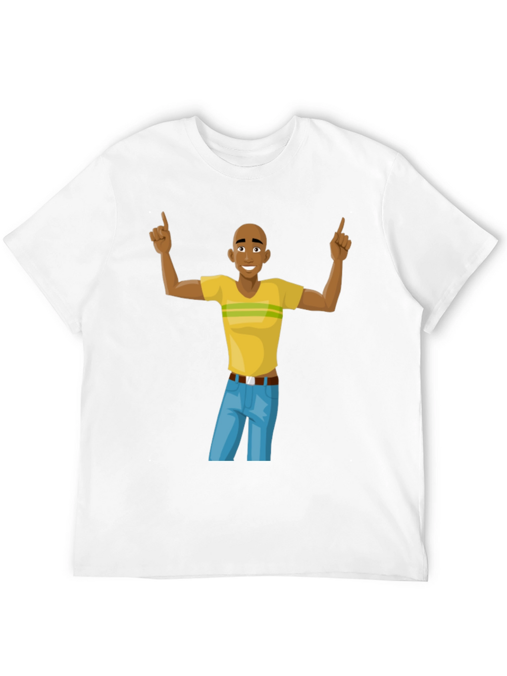 Cartoon Man Graphic T-Shirt - Black Cotton Tee