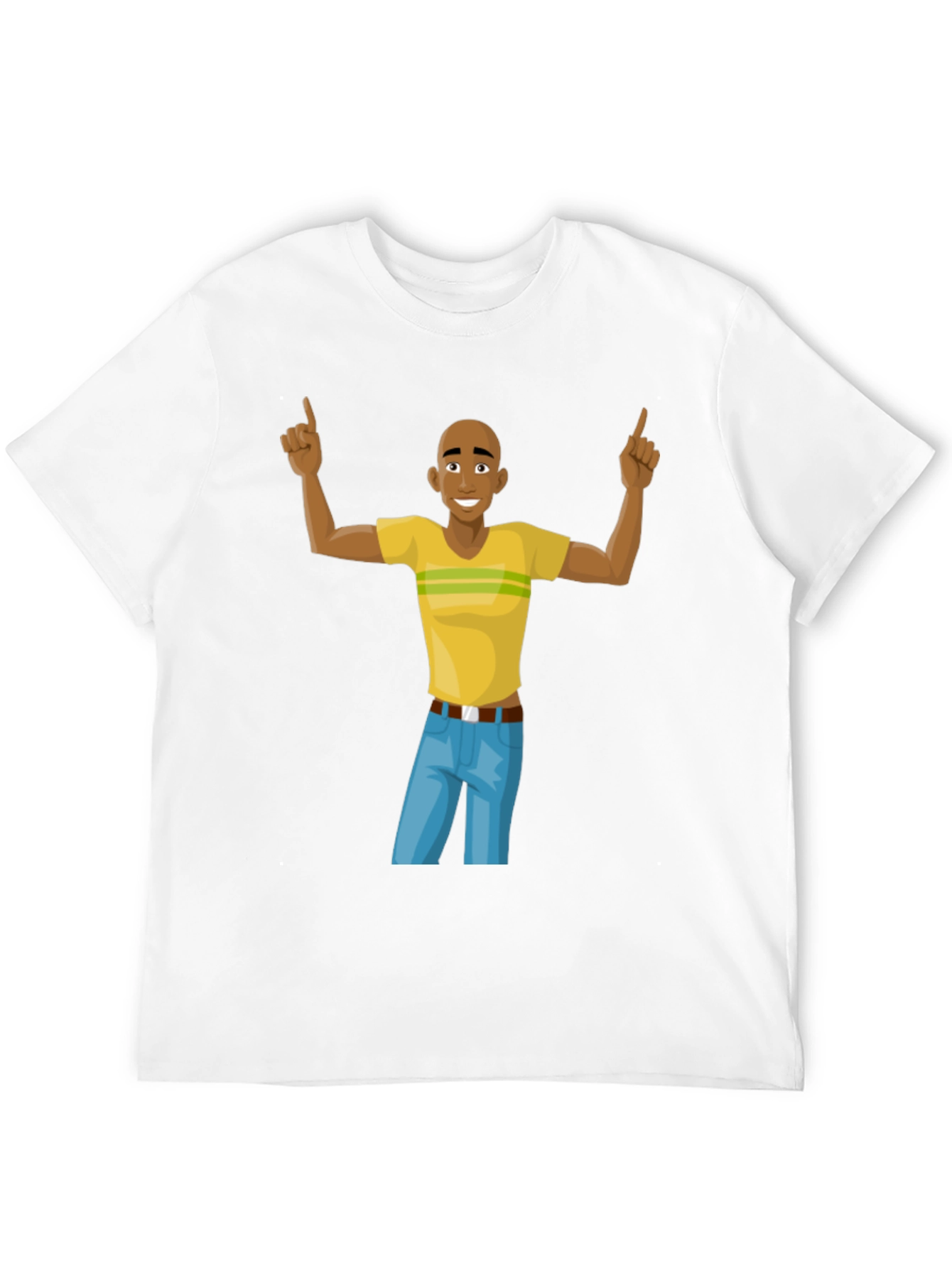 Cartoon Man Graphic T-Shirt - Black Cotton Tee