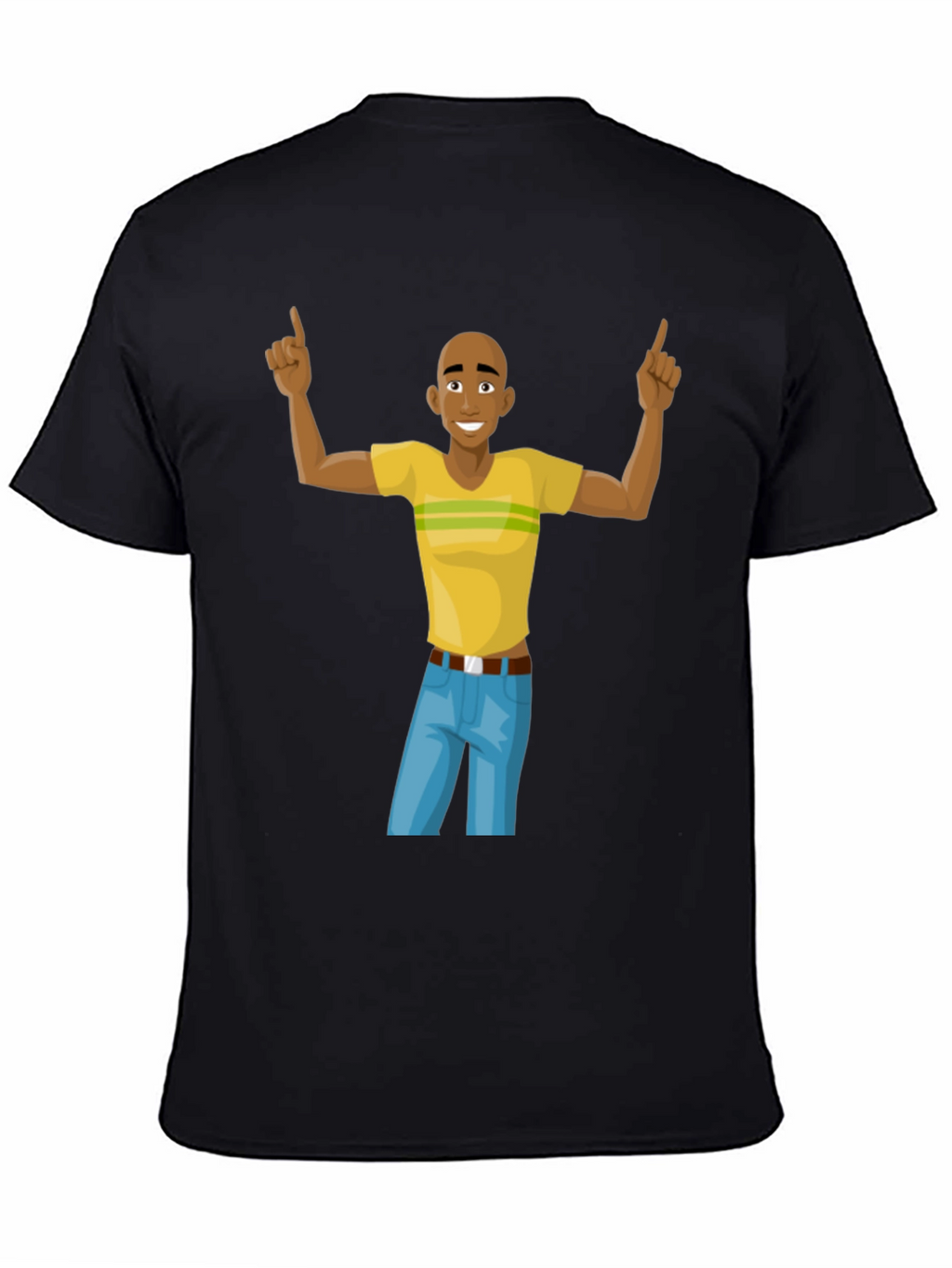 Cartoon Man Graphic T-Shirt - Black Cotton Tee