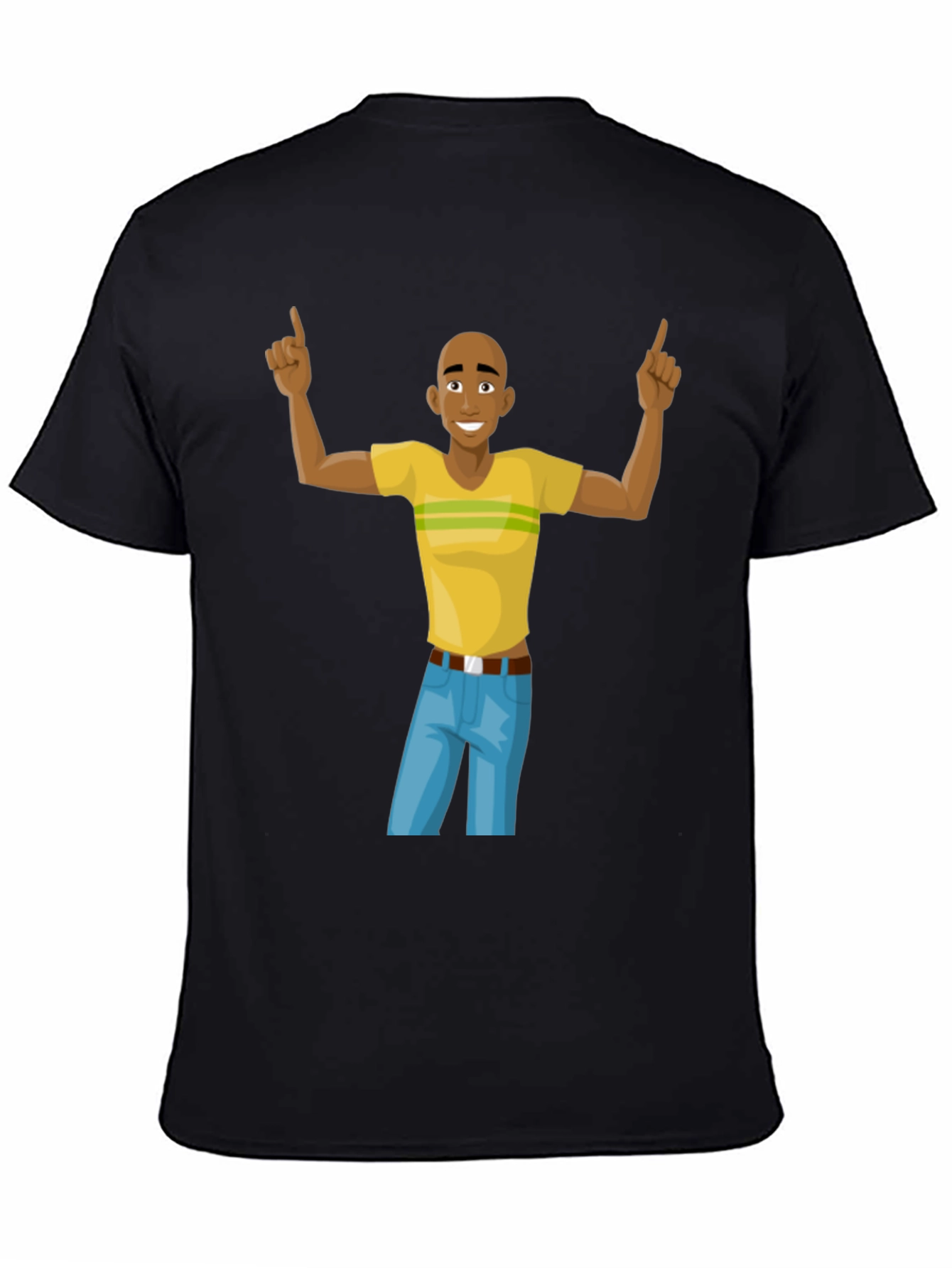 Cartoon Man Graphic T-Shirt - Black Cotton Tee