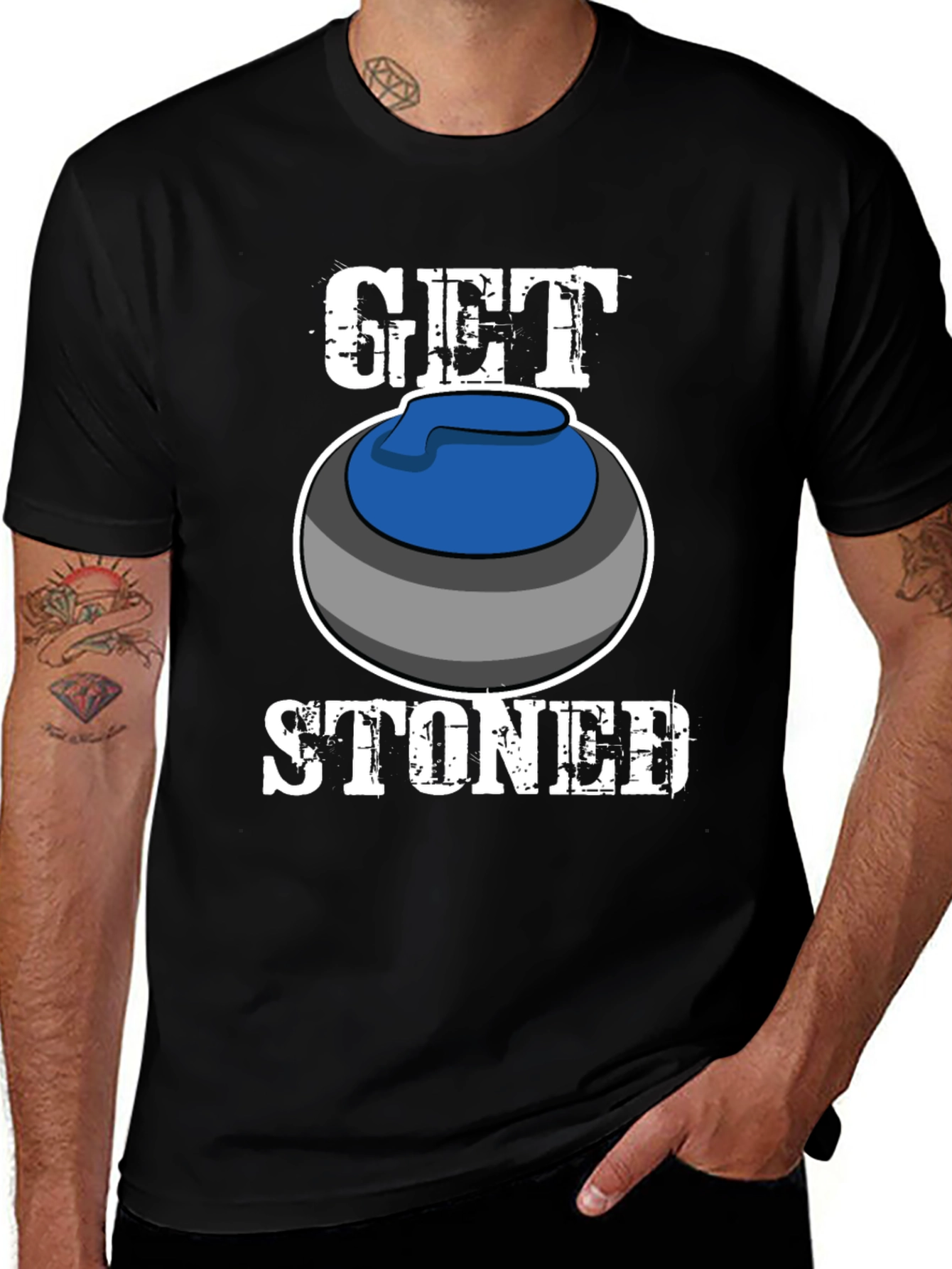 Get Stoned Curling T-Shirt Funny Sports Tee