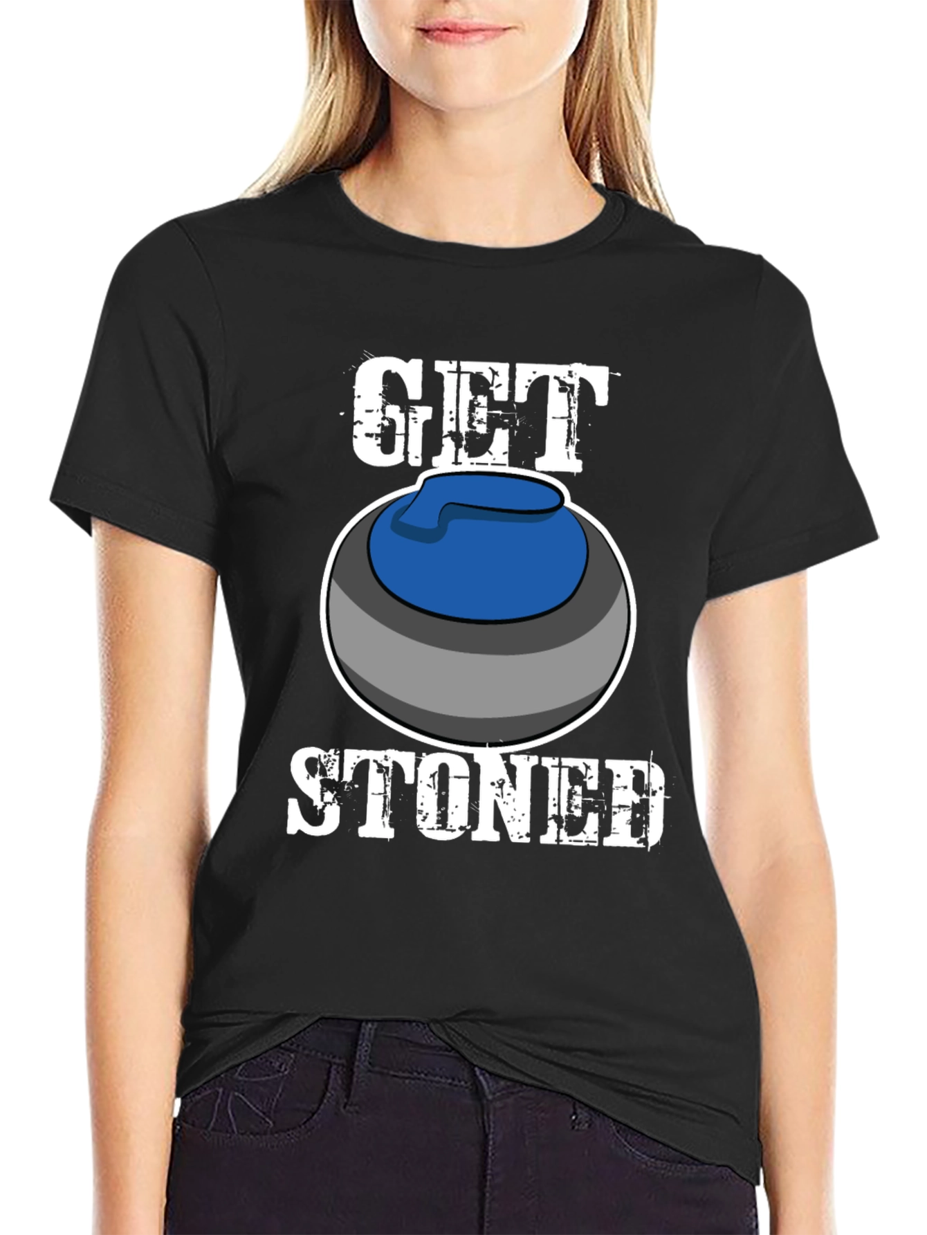 Get Stoned Curling T-Shirt Funny Sports Tee
