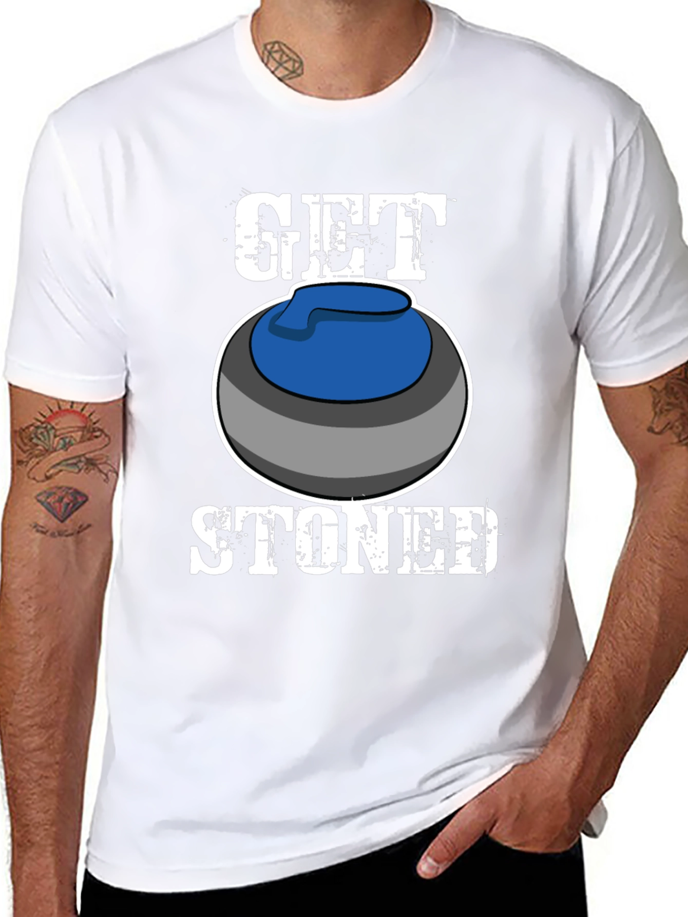 Get Stoned Curling T-Shirt Funny Sports Tee