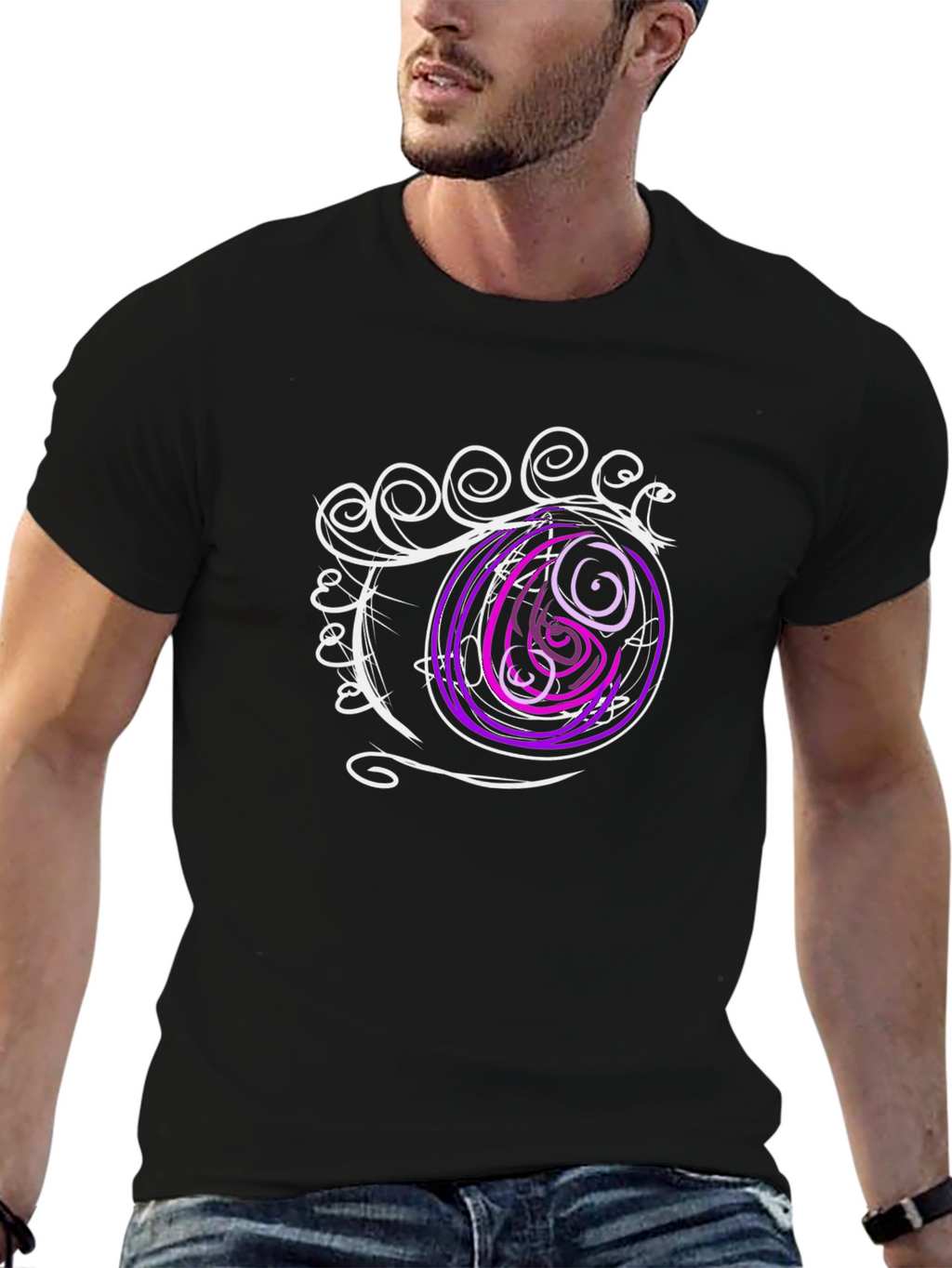 Eye Design Black Cotton T-Shirt
