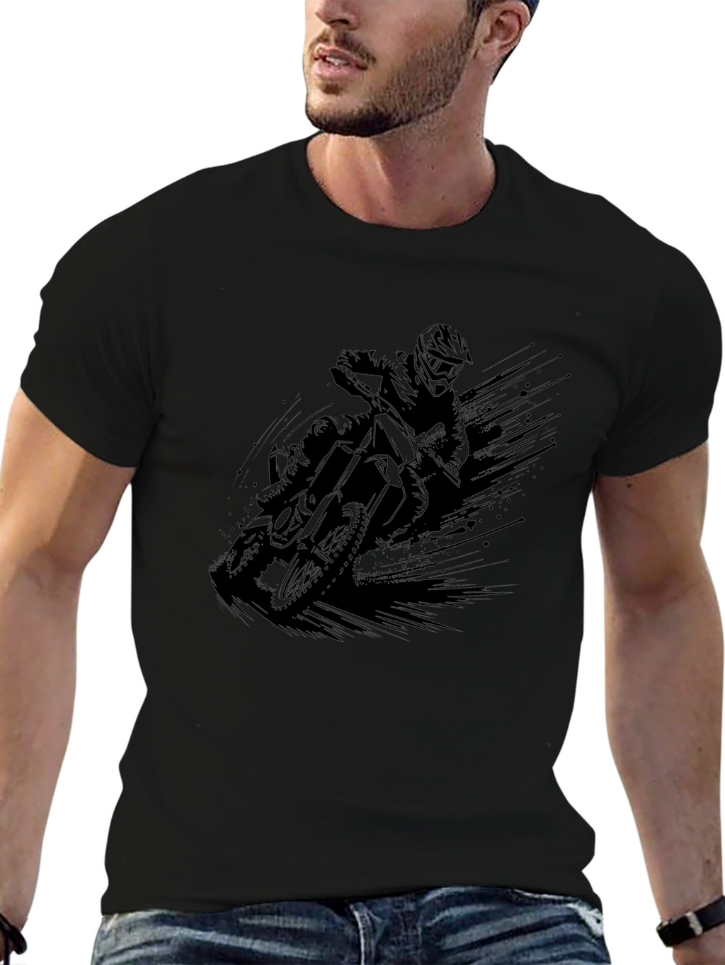 Black Motorcycle Graphic T-Shirt - Ride in Style