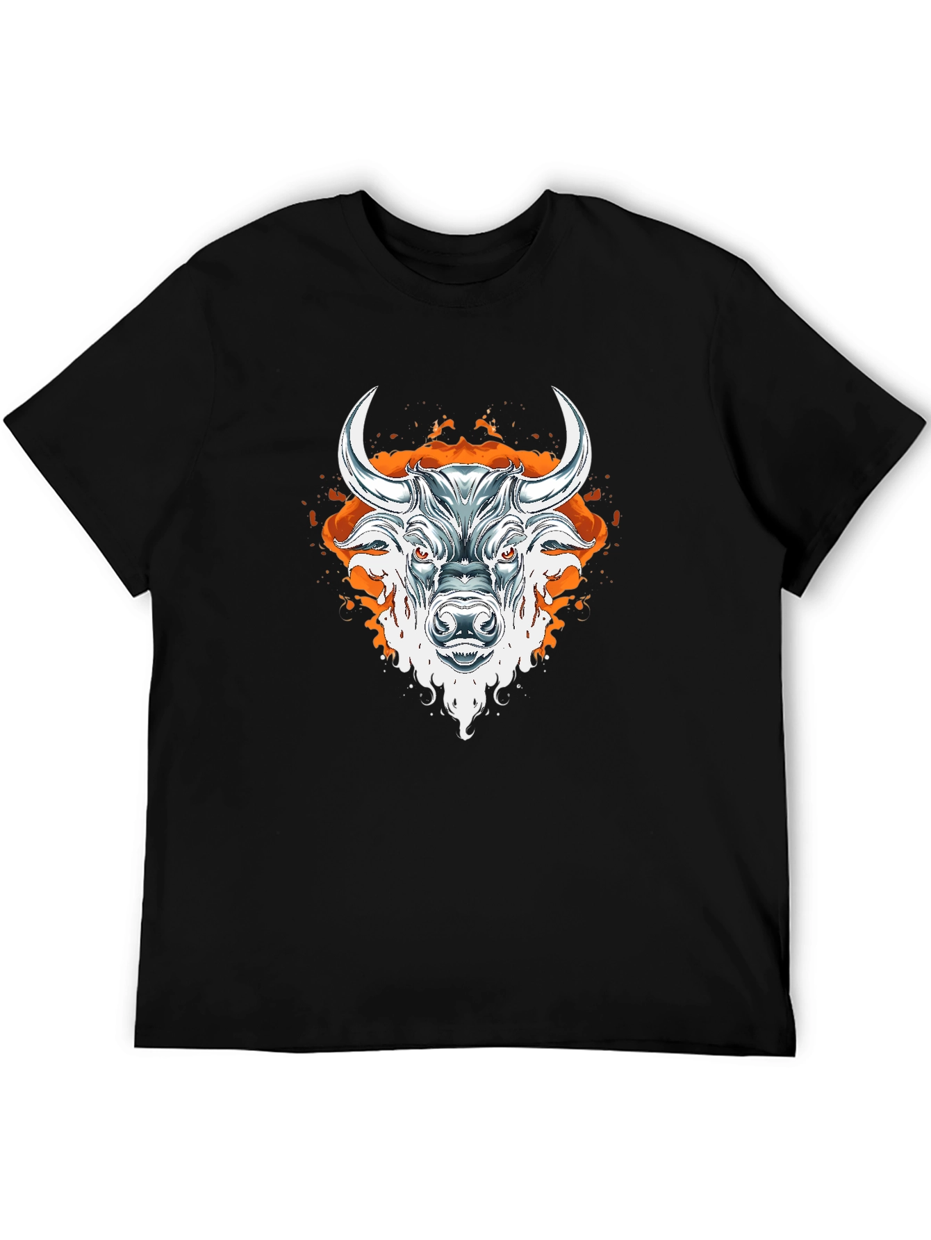 Fiery Bull Graphic Tee - Bold Black T-Shirt