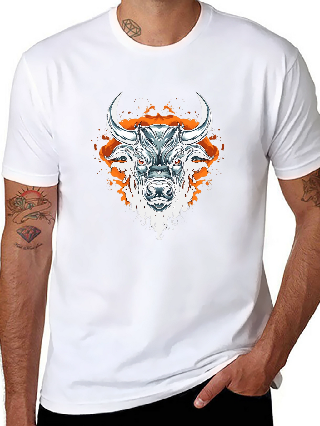 Fiery Bull Graphic Tee - Bold Black T-Shirt