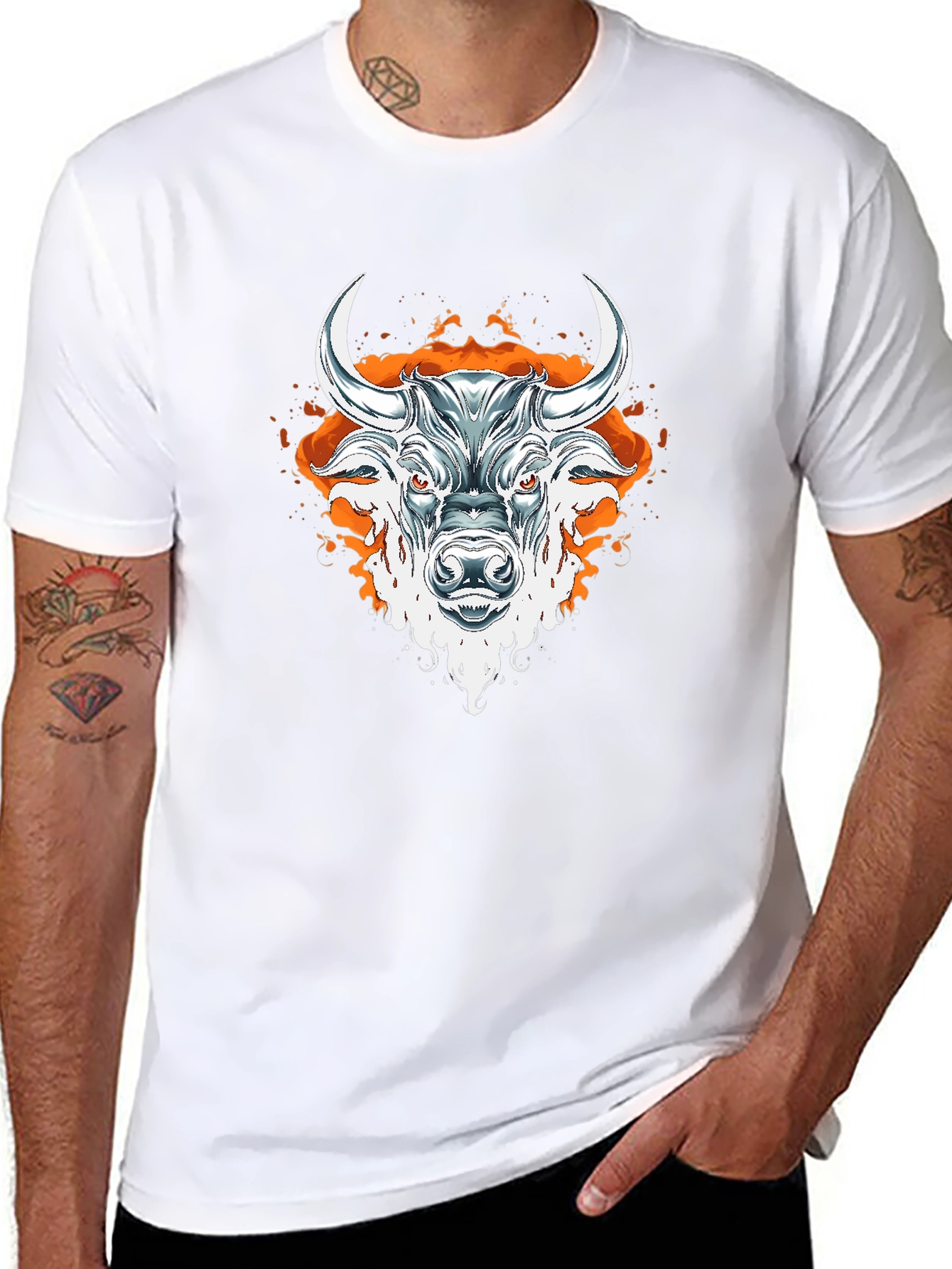 Fiery Bull Graphic Tee - Bold Black T-Shirt