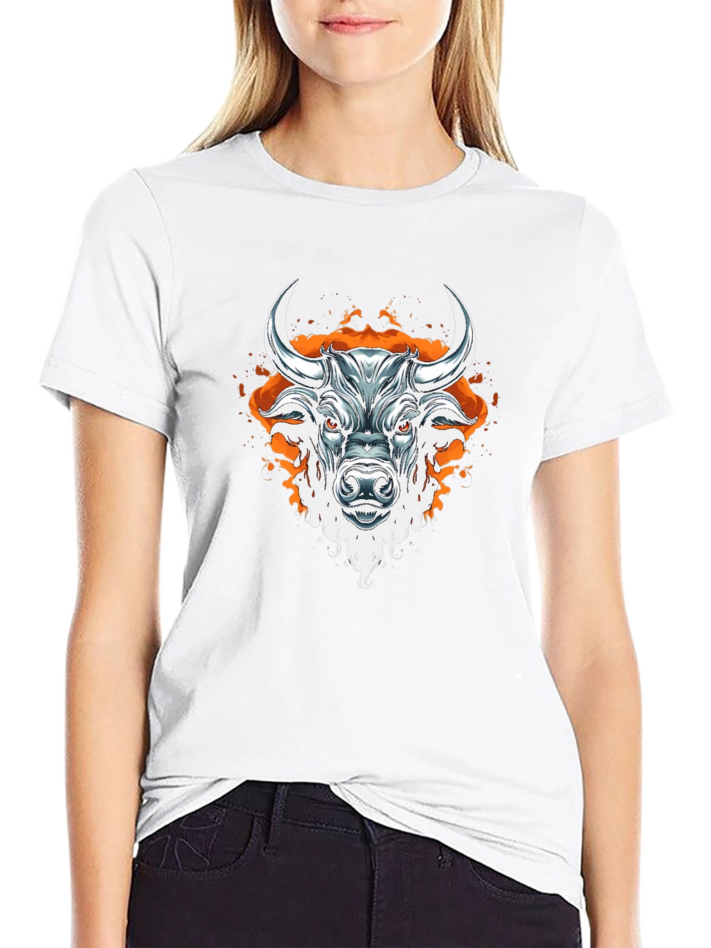 Fiery Bull Graphic Tee - Bold Black T-Shirt