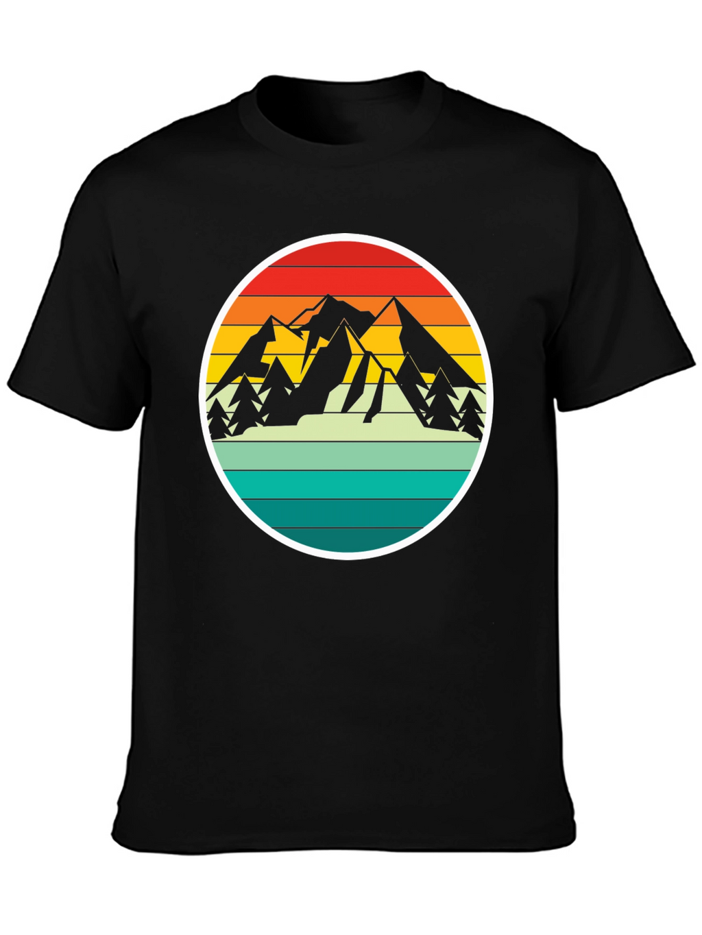 Retro Mountain Adventure T-Shirt - Black