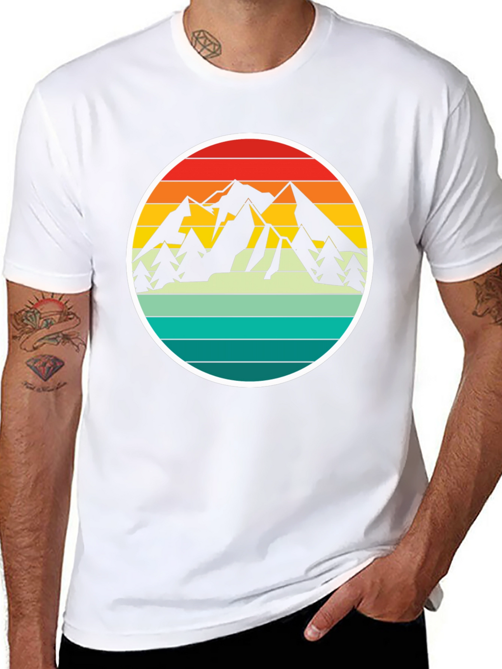 Retro Mountain Adventure T-Shirt - Black