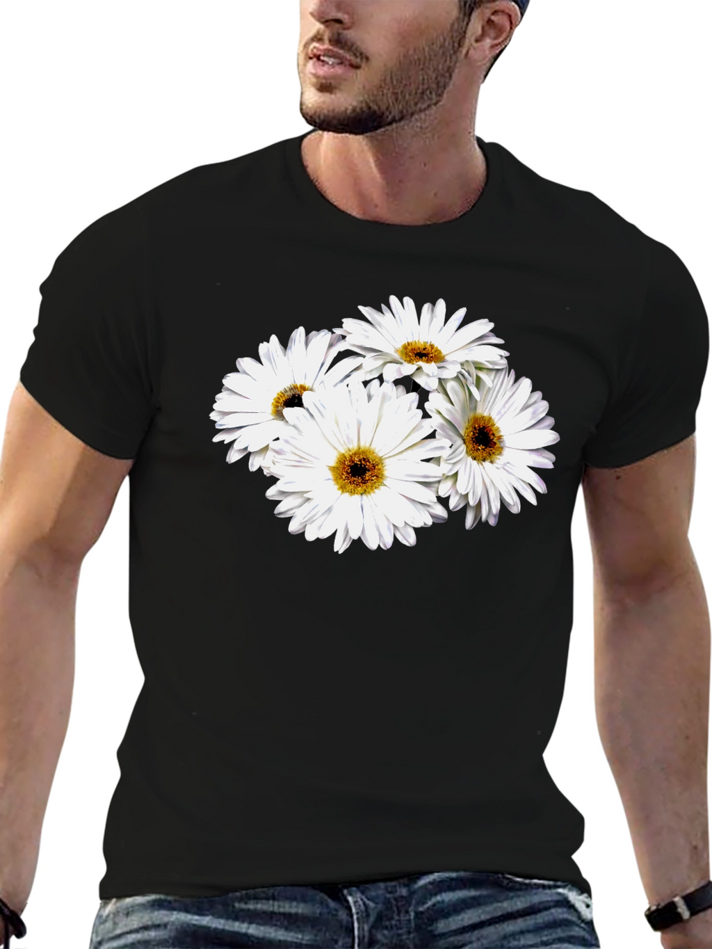Daisy Graphic Black T-Shirt - Soft Cotton Blend