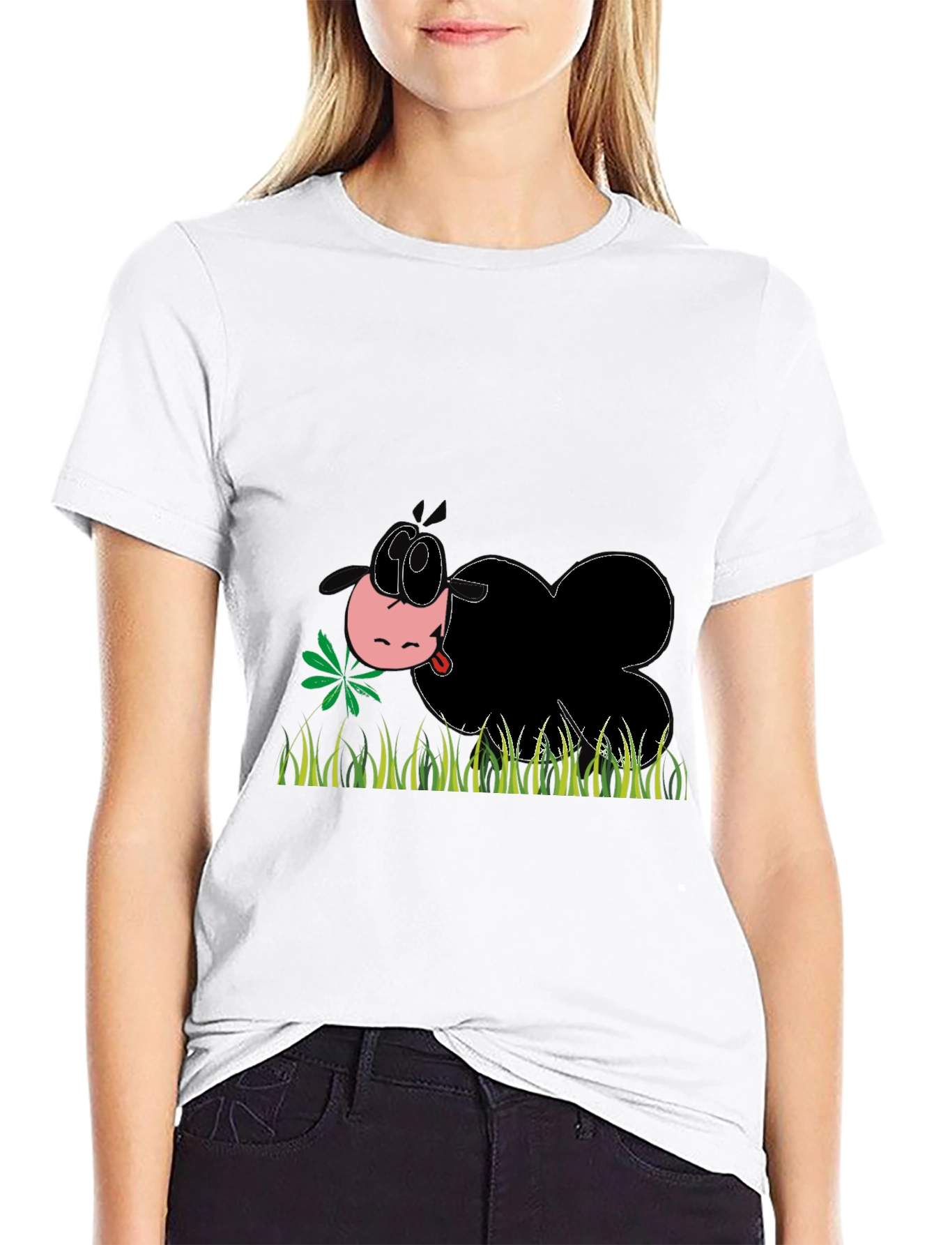 Cartoon Sheep Eating Grass T-Shirt