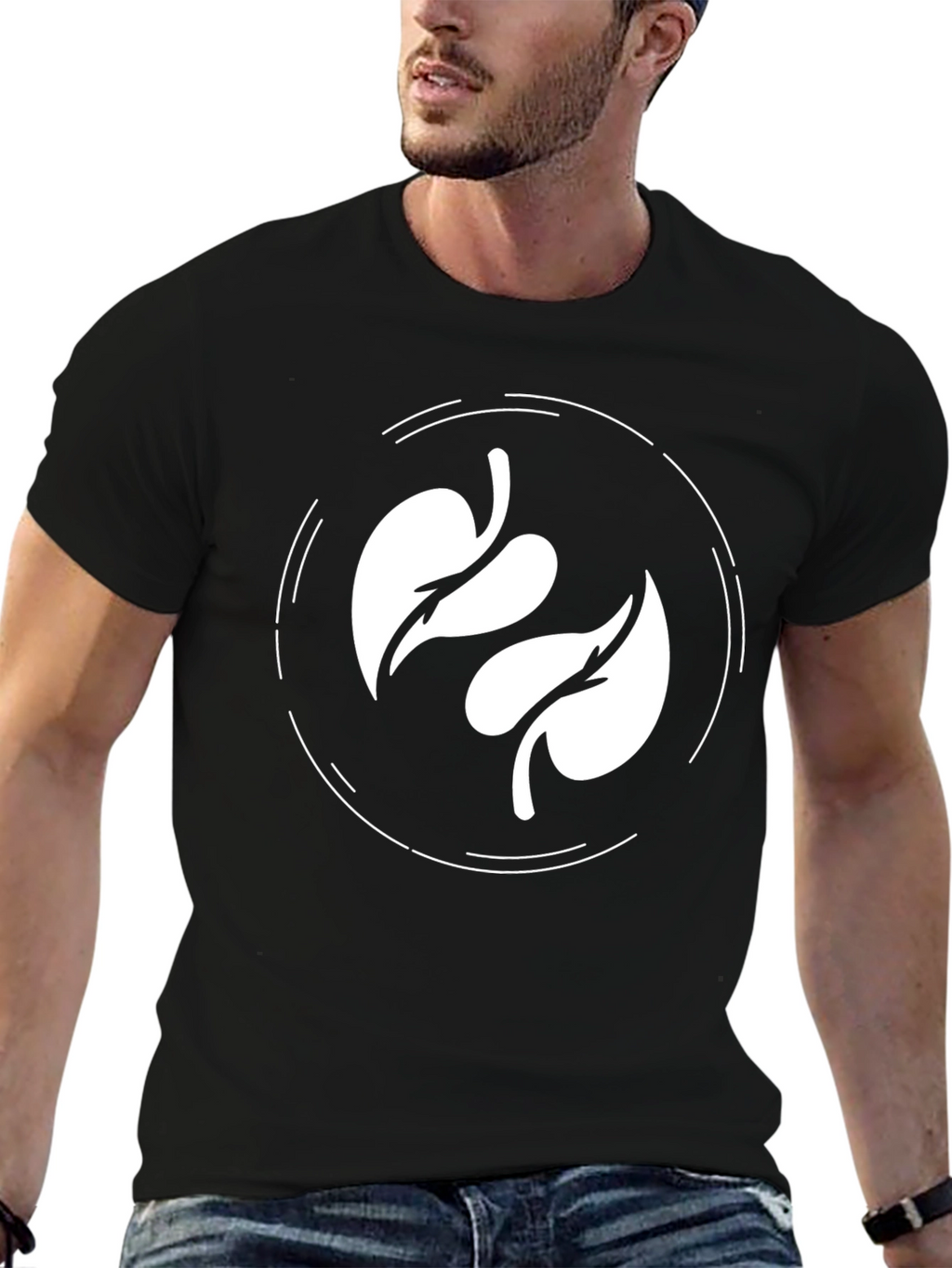Leaf Circle Graphic Tee - Modern Casual Shirt