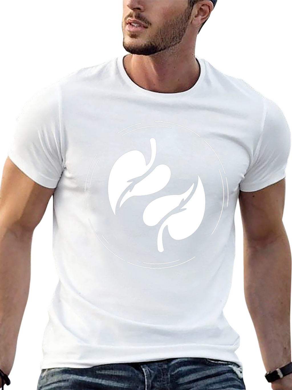 Leaf Circle Graphic Tee - Modern Casual Shirt