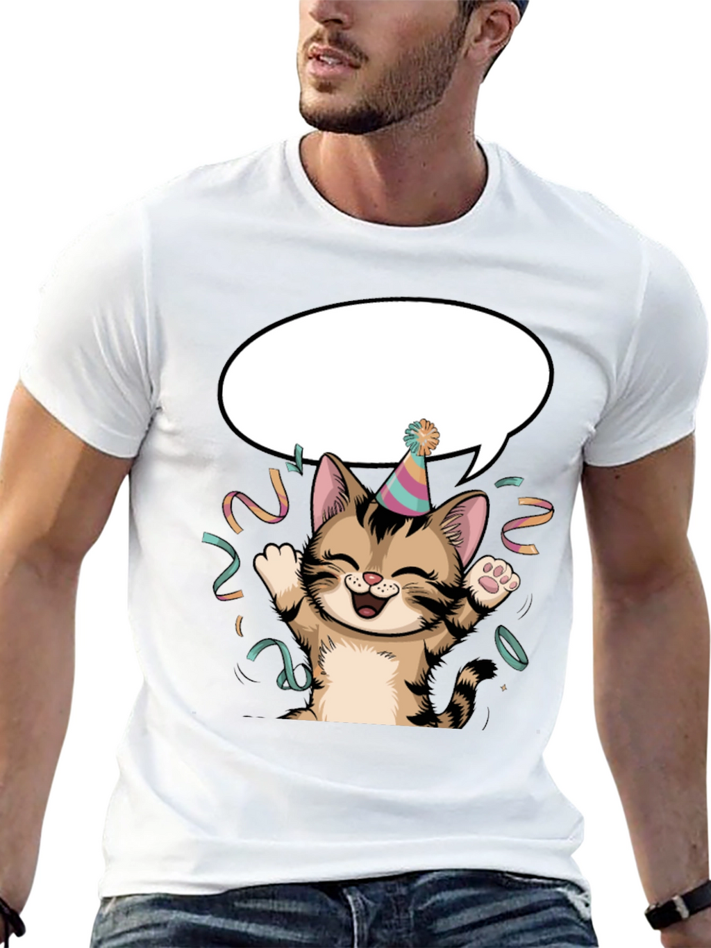 Party Cat Graphic Tee - Fun Festive Design!