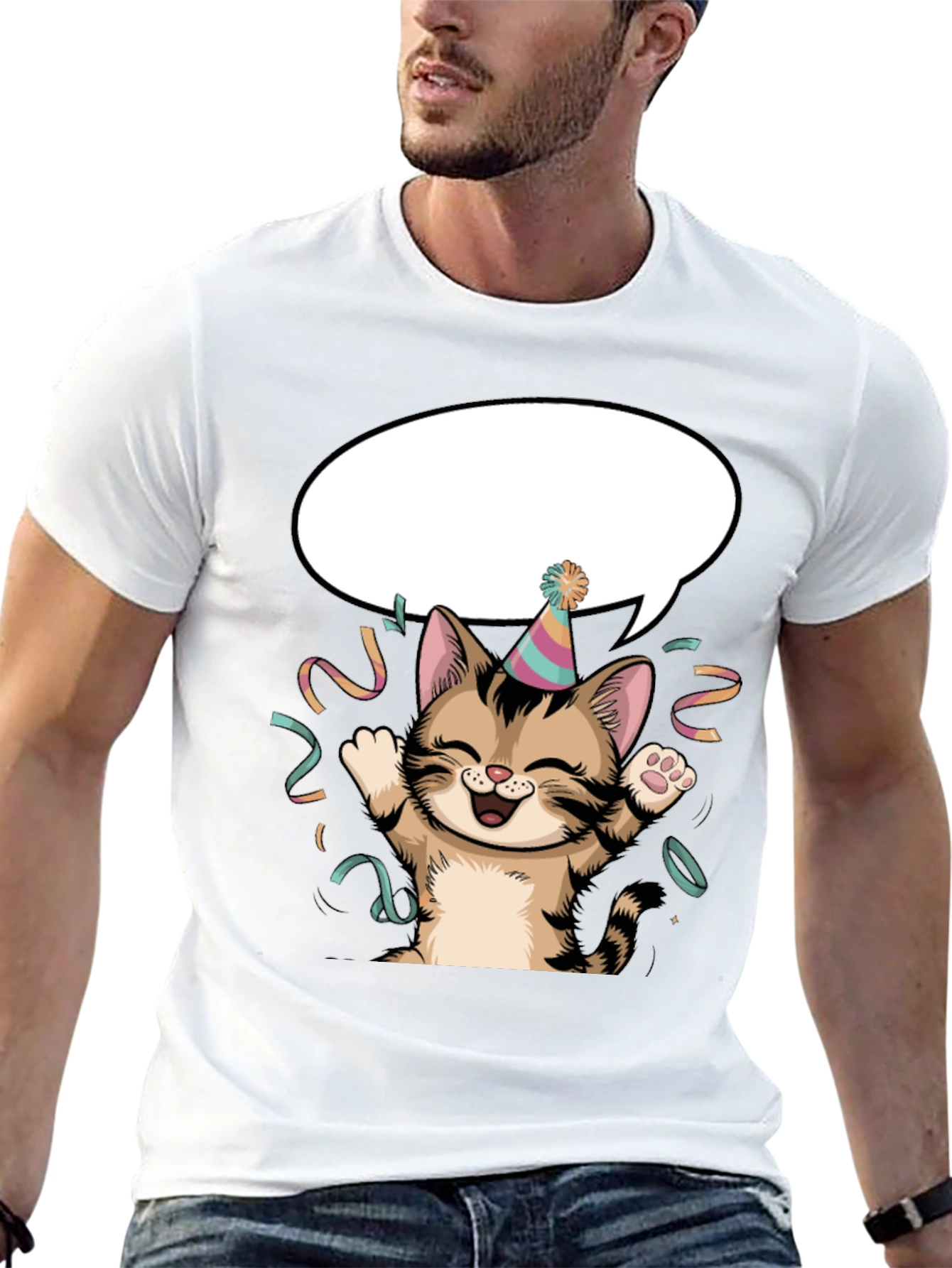 Party Cat Graphic Tee - Fun Festive Design!