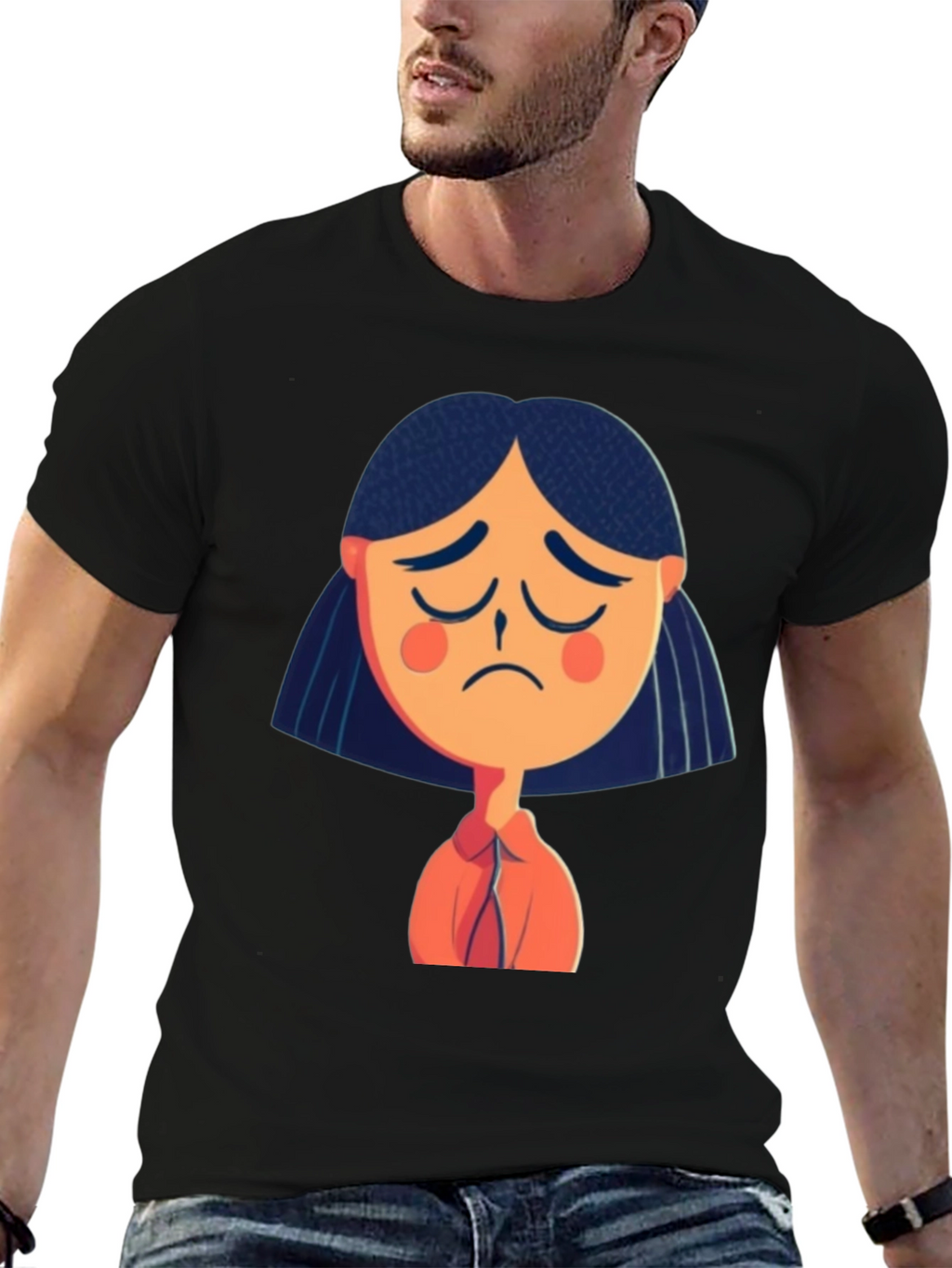 Sad Girl Graphic Tee - Unisex Black T-Shirt